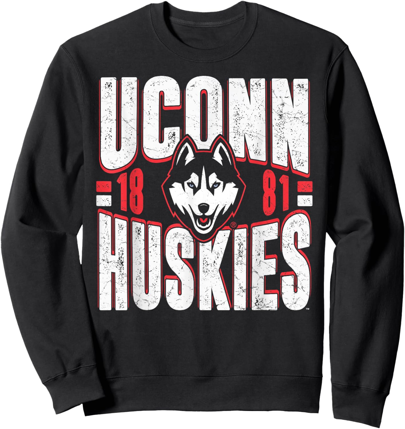 Connecticut Huskies Vintage 90's Retro Navy Sweatshirt - Sweatshirt | Black
