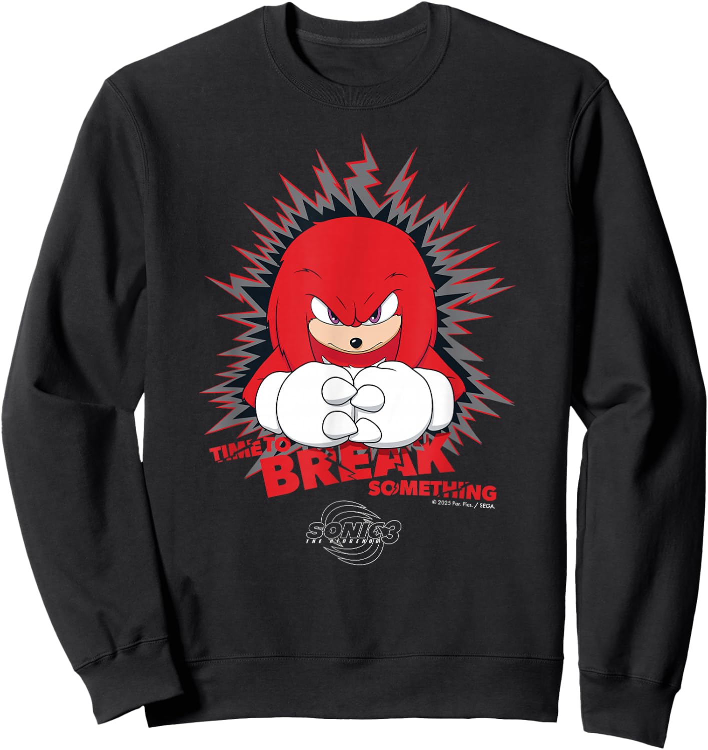 Sonic the Hedgehog 3 - Knuckles "Time to Break Something" Sweatshirt - Sweatshirt | Black