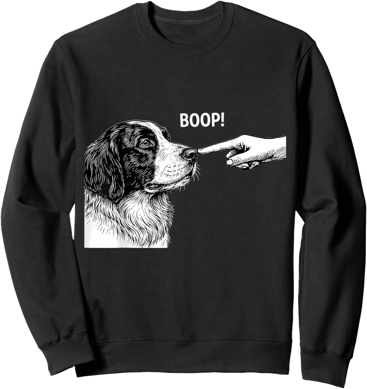 Landseer Boop Cute Dog Nose Touch Sweatshirt - Sweatshirt | Black