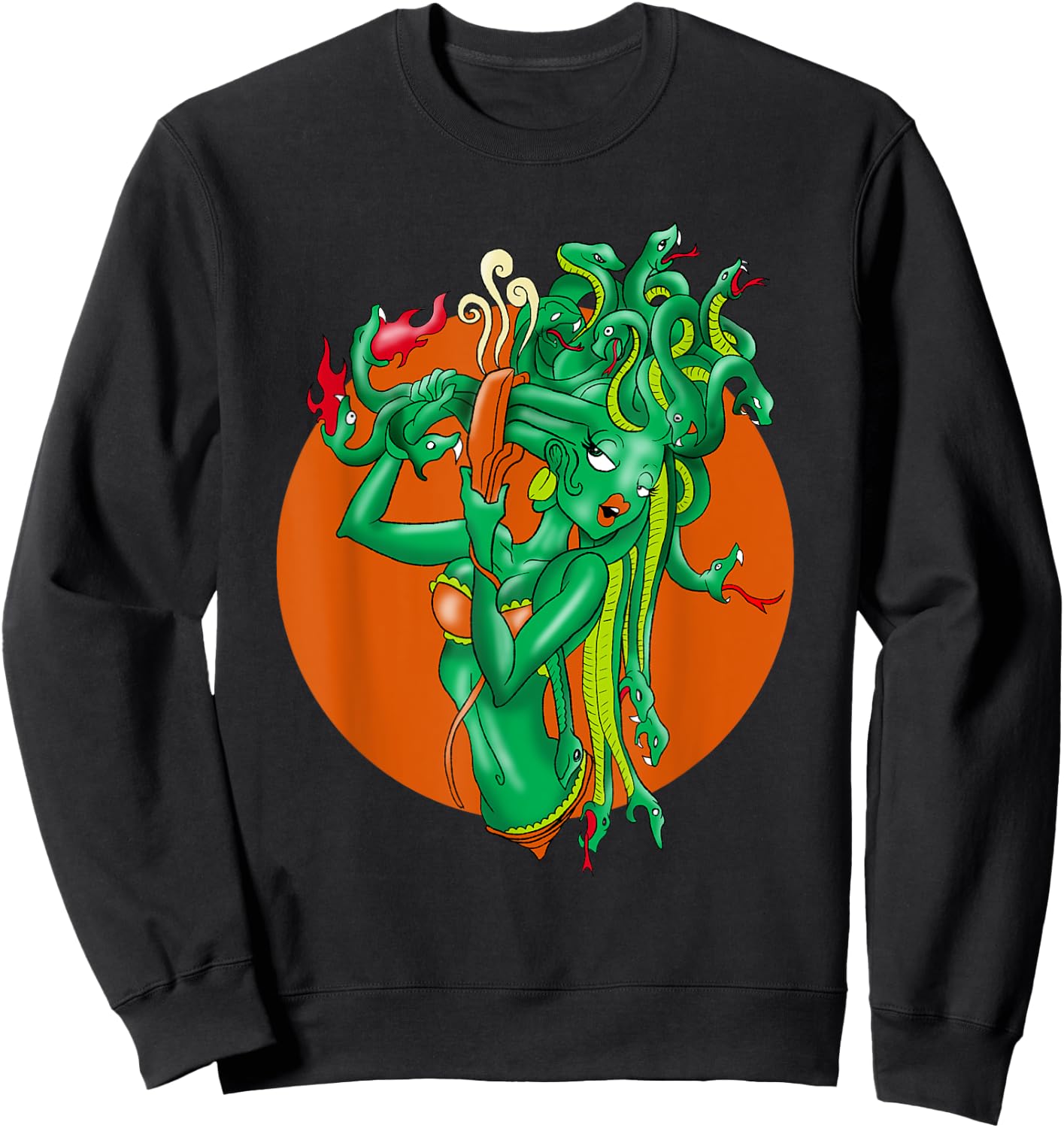 Medusa Girl Cartoon Funny Caricature Cool Comic Gift Sweatshirt - Sweatshirt | Black