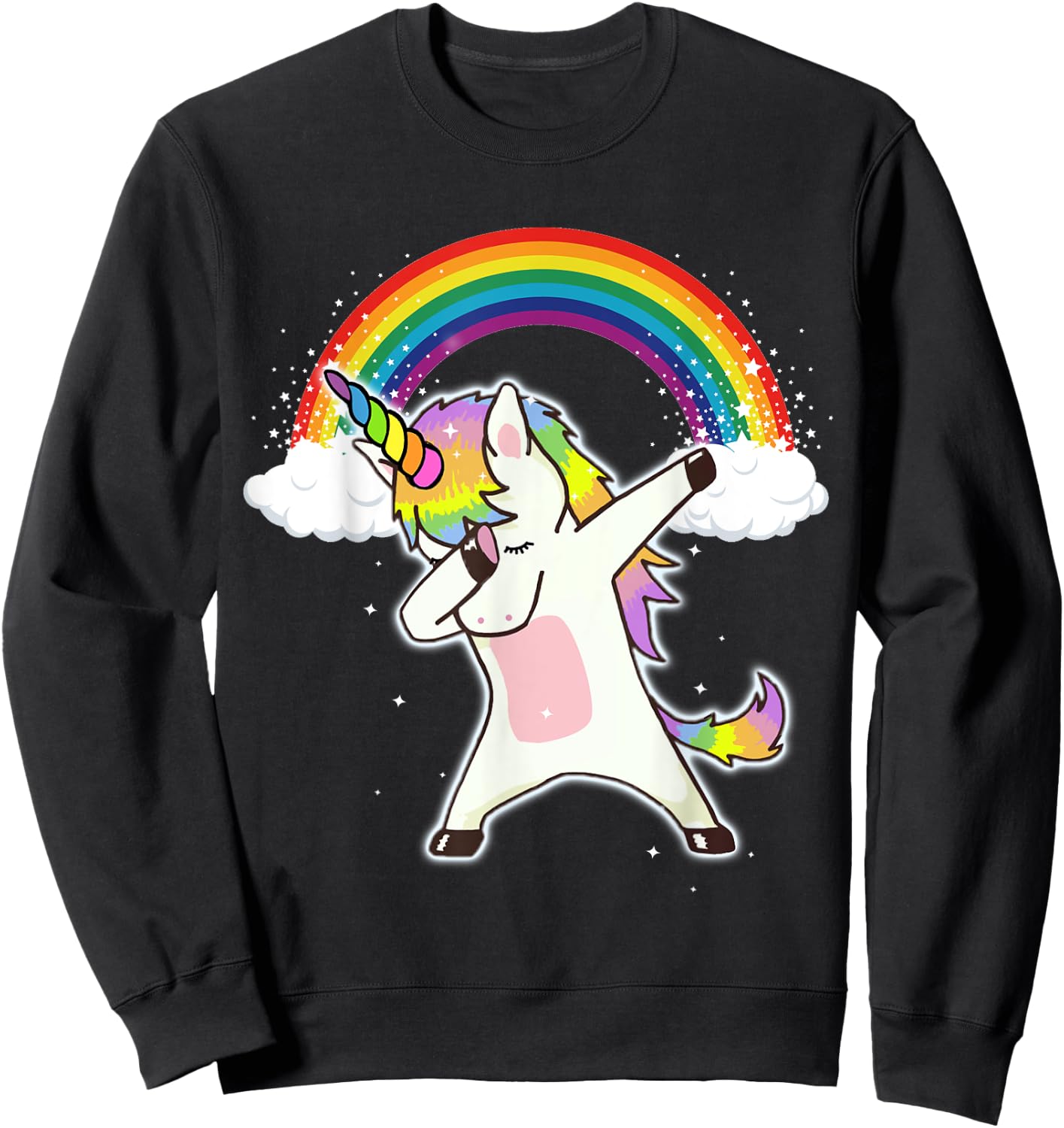 Dabbing Unicorn Shirt Cute Unicorn Dab Dance With Rainbow Sweatshirt - Sweatshirt | Black