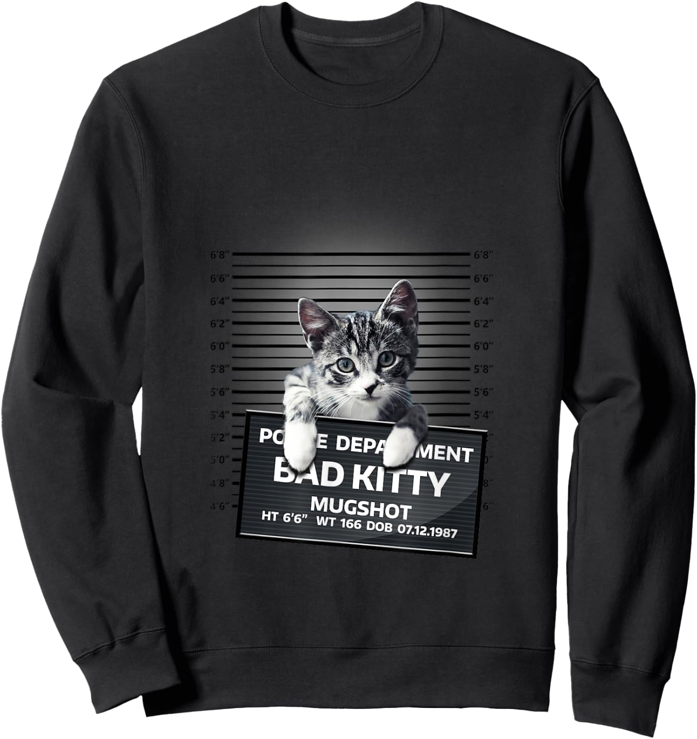 Funny Bad Kitty Cat Mugshot Cute Cat Lover Gift Sweatshirt - Sweatshirt | Black
