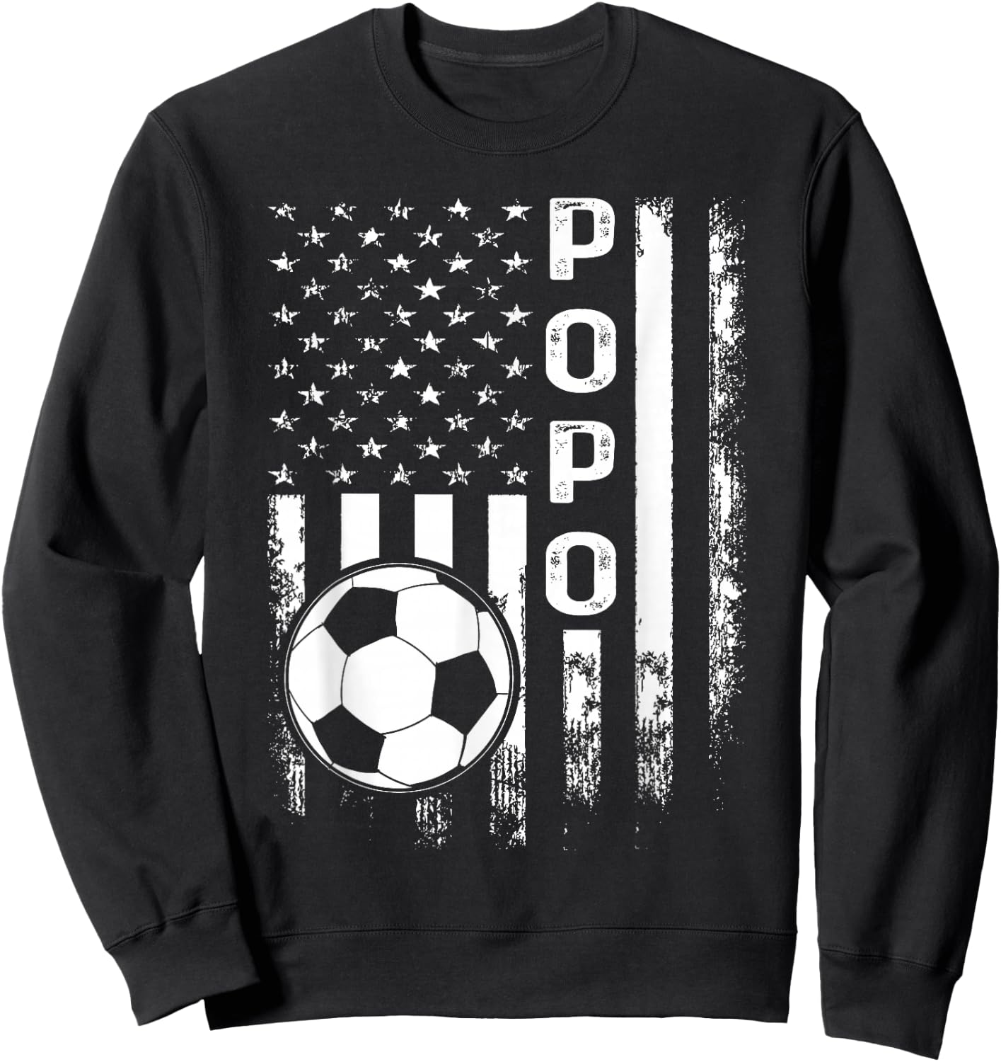Soccer Popo America Flag Vintage Christmas Xmas Sweatshirt - Sweatshirt | Black