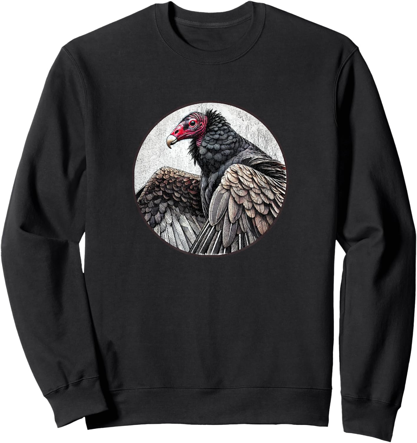 Retro Turkey Vulture Distressed Design by Bird Fan Sweatshirt - Sweatshirt | Black