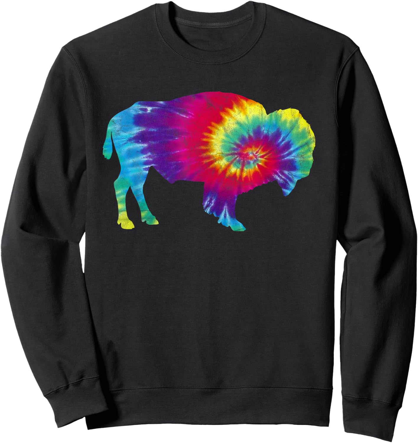 Vintage Tie Dye Bison American Buffalo Retro Sweatshirt - Sweatshirt | Black