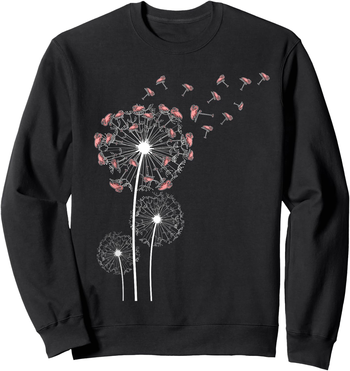 Animal Lover Gift Bird Dandelion Flamingo Sweatshirt - Sweatshirt | Black