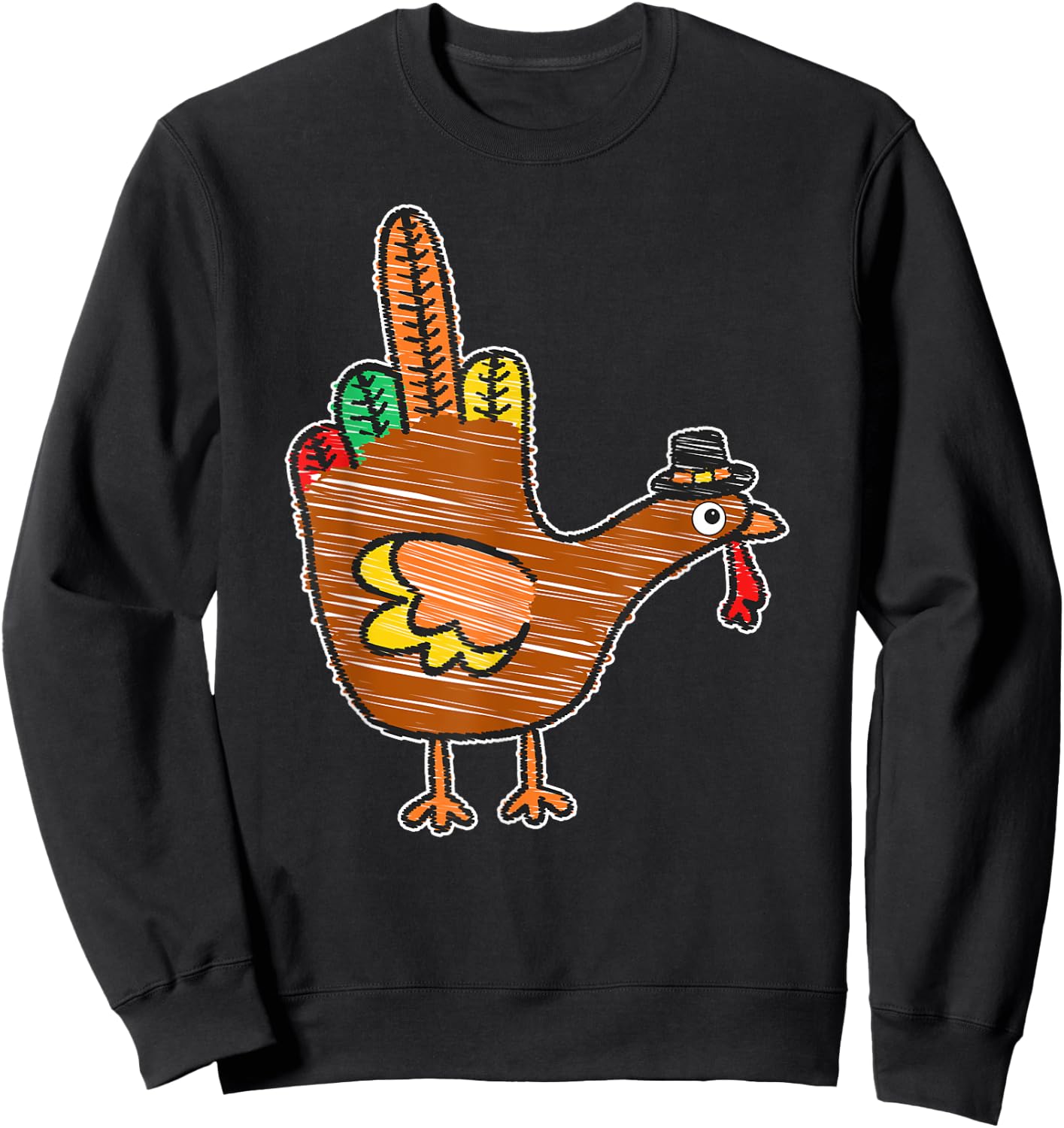 Thanksgiving Middle Finger Sweatshirt - Sweatshirt | Black