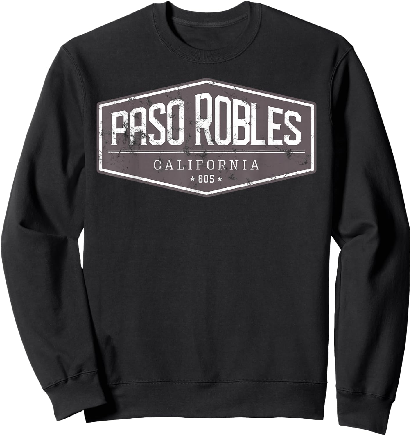 Paso Robles, California, 805 Distressed Graphic Design Sweatshirt - Sweatshirt | Black