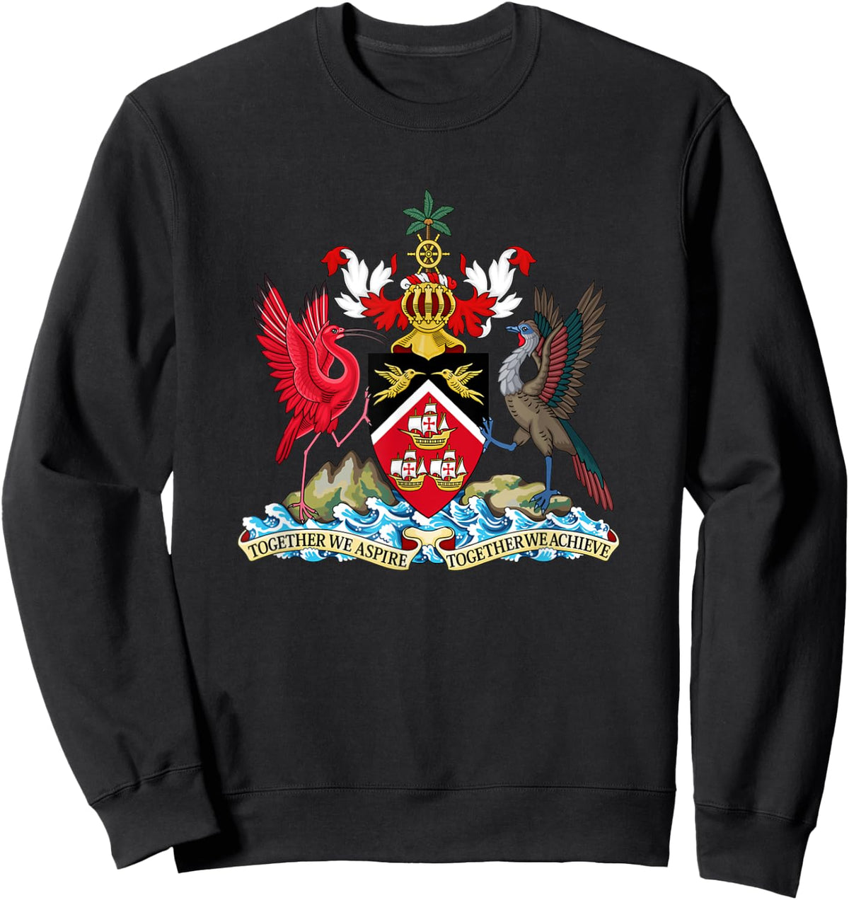Trinidad & Tobago Coat Of Arms Emblem Symbol Birds Sweatshirt - Sweatshirt | Black