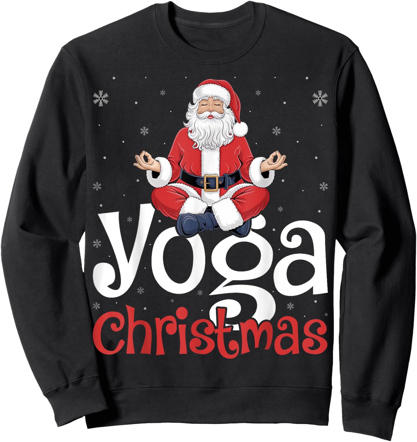 Yoga Christmas Santa Meditation Xmas Winter Holiday Sweatshirt - Sweatshirt | Black