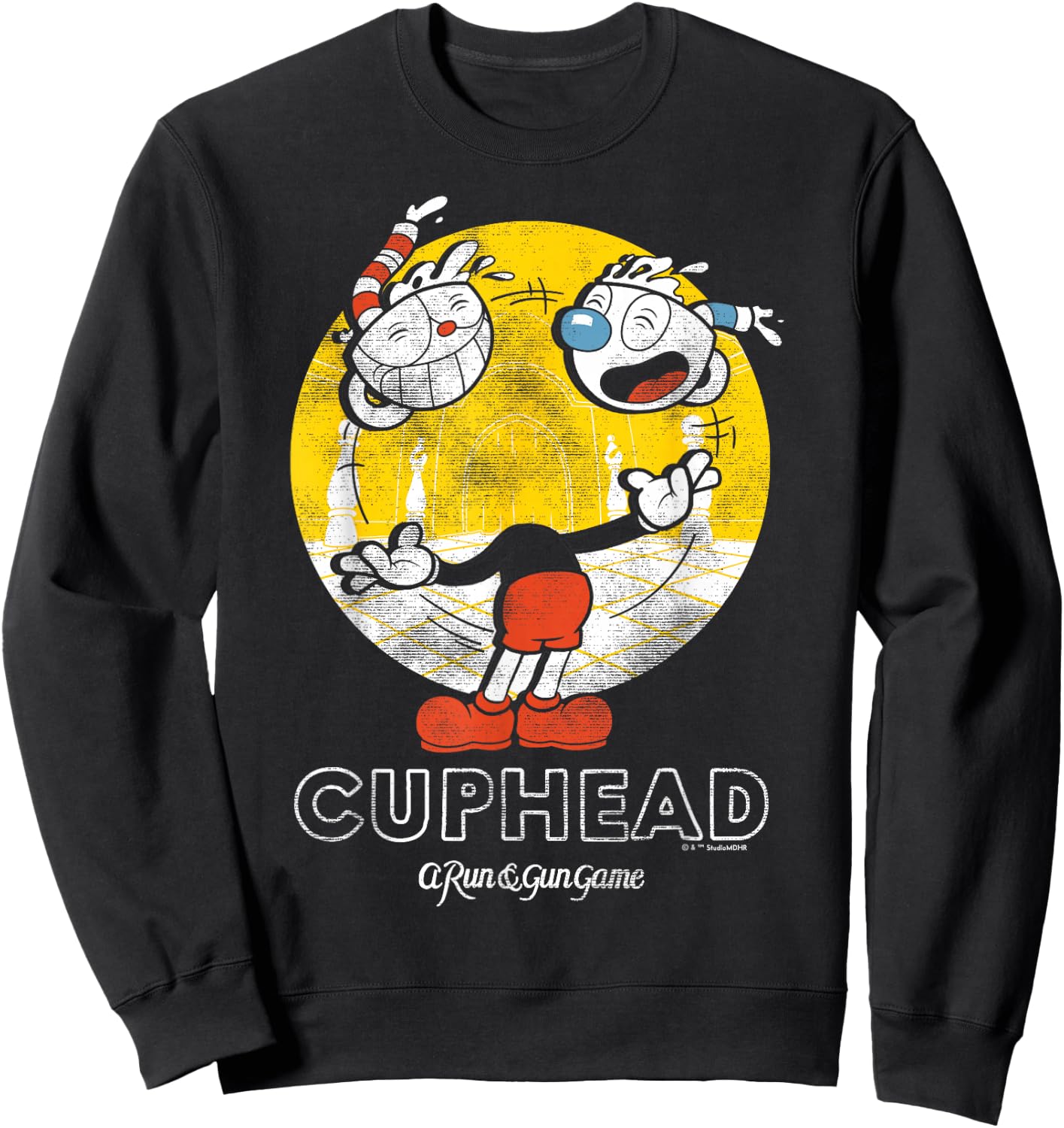Cuphead with Mugman Head Juggling Sweatshirt - Sweatshirt | Black
