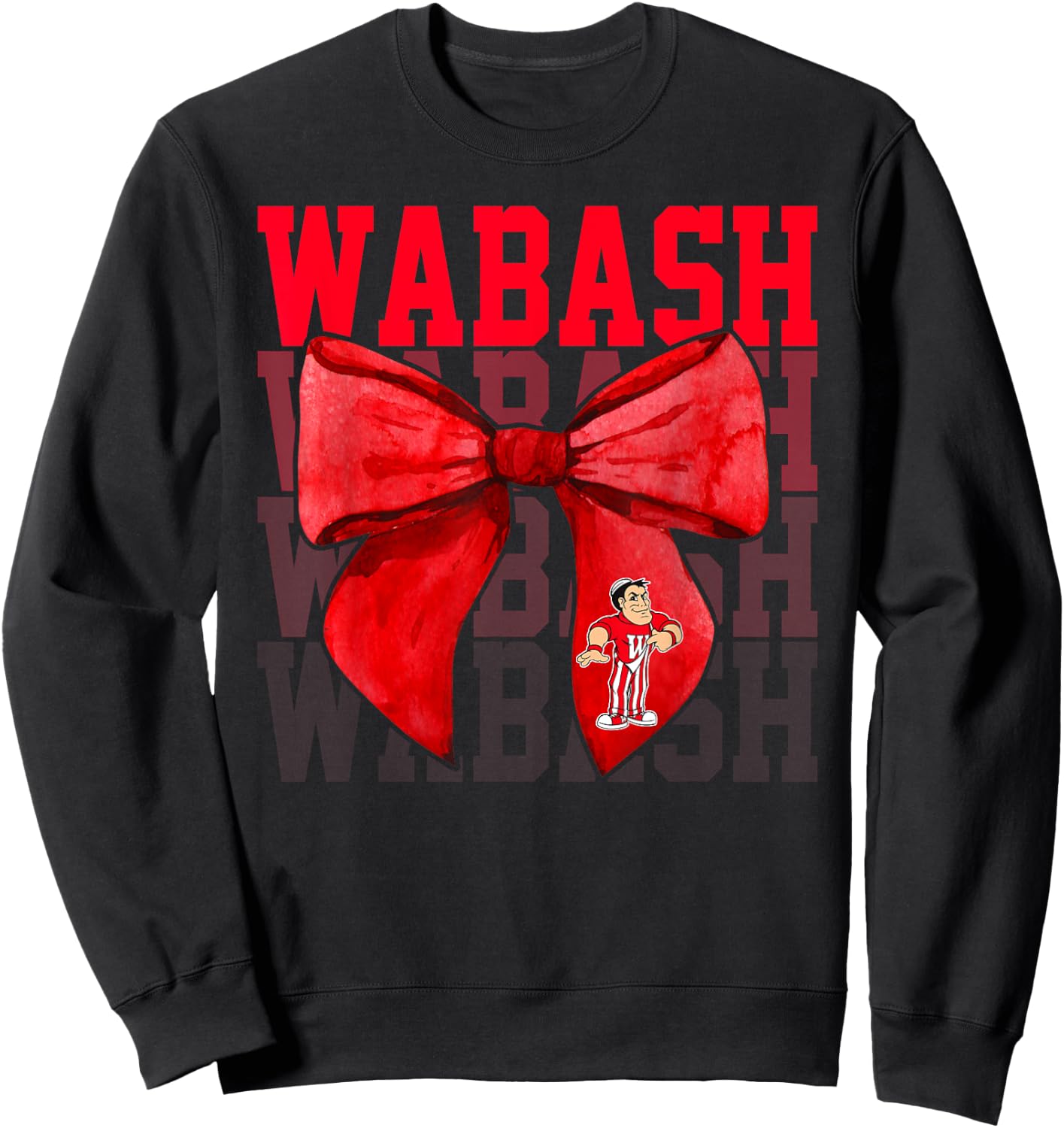 Wabash College Bow Vintage Athletics Girls Women Sweatshirt - Sweatshirt | Black