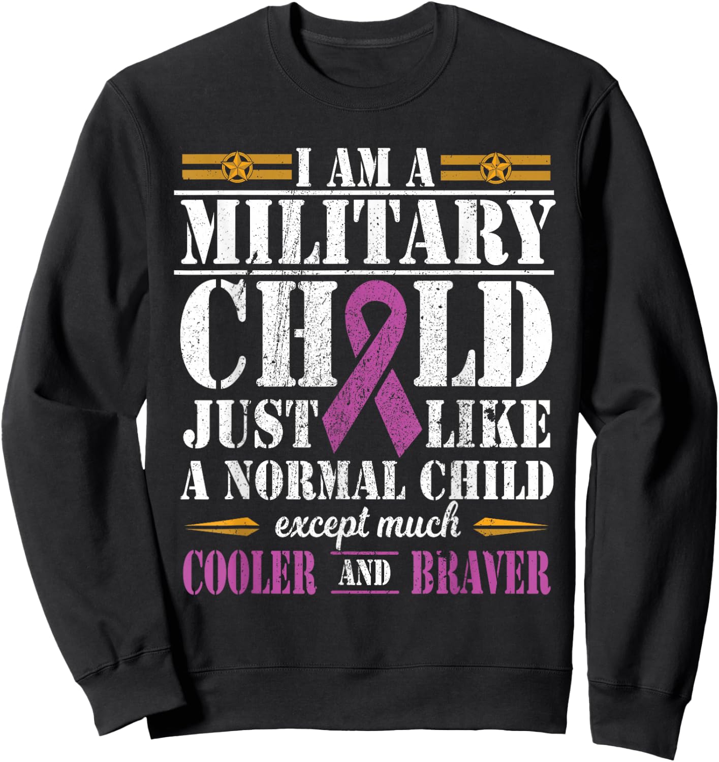 Military Child Month Purple Up Proud Patriotic Military Brat Sweatshirt - Sweatshirt | Black