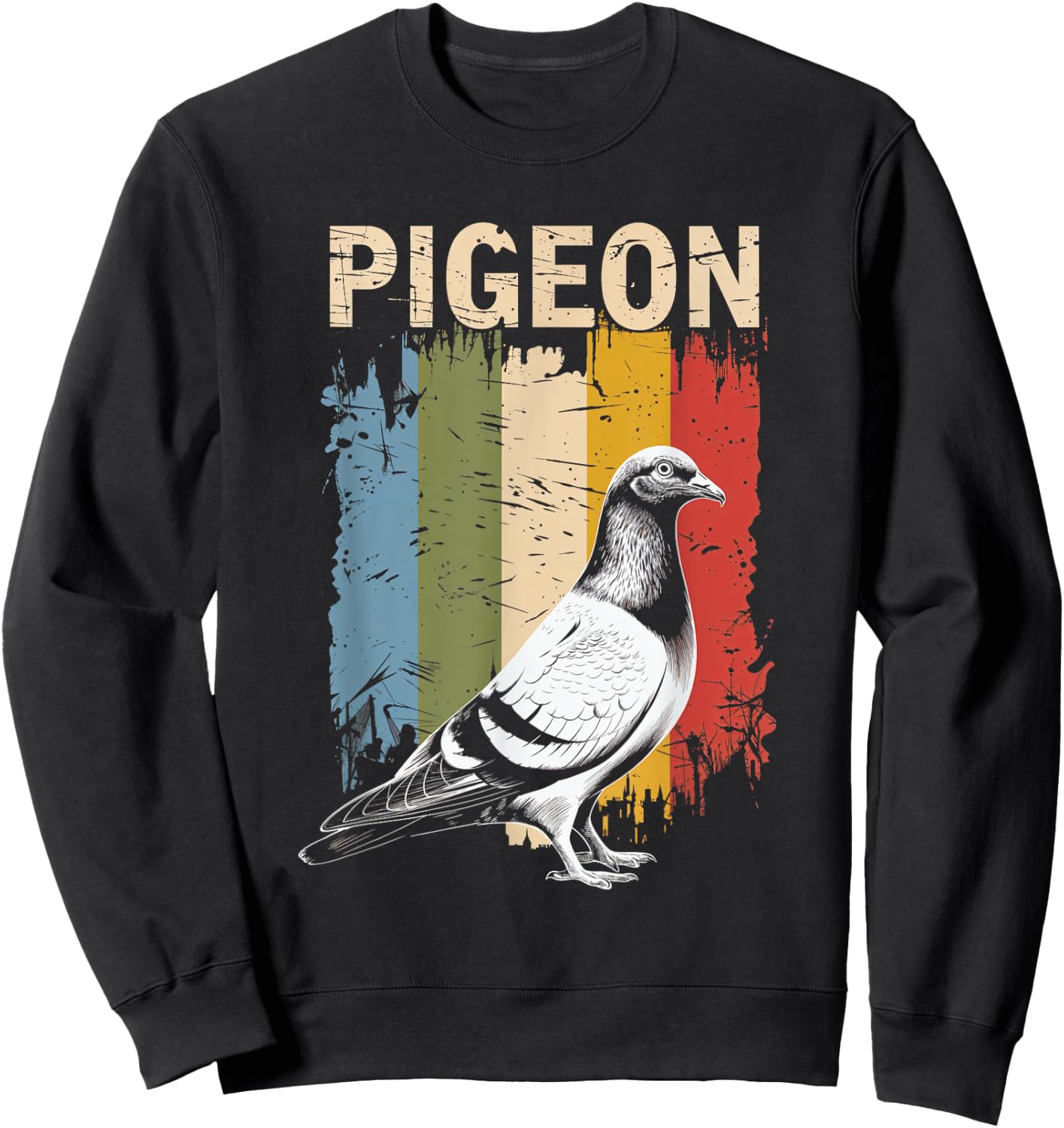 Pigeon Vintage Design Bird Lovers Nature Pigeon Art Sweatshirt - Sweatshirt | Black