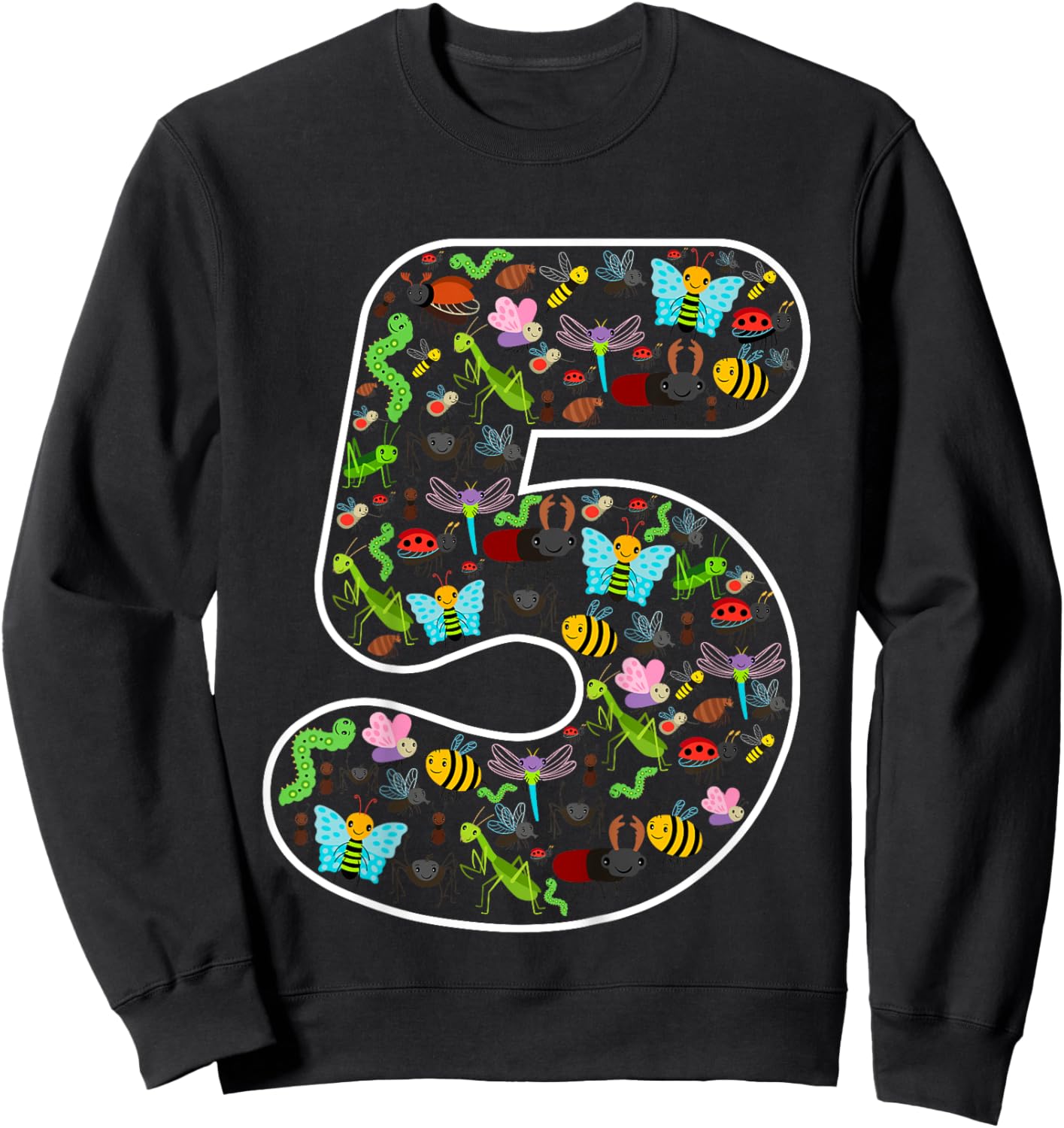 Insects Bugs Beetles 5 Years Old 5th Birthday Party Kids Sweatshirt - Sweatshirt | Black
