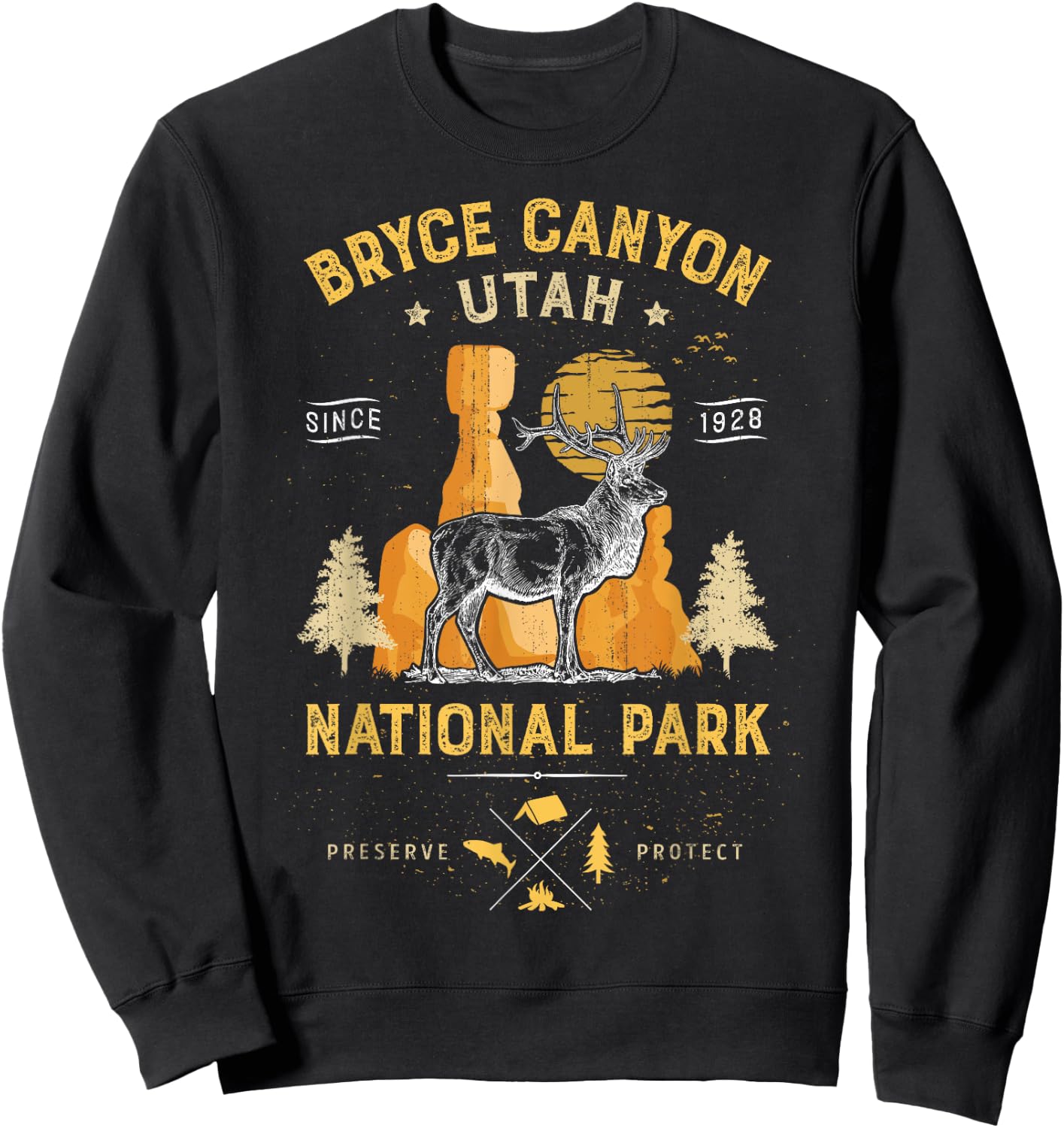Bryce Canyon National Park T shirt Vintage Utah Deer Elk Sweatshirt - Sweatshirt | Black