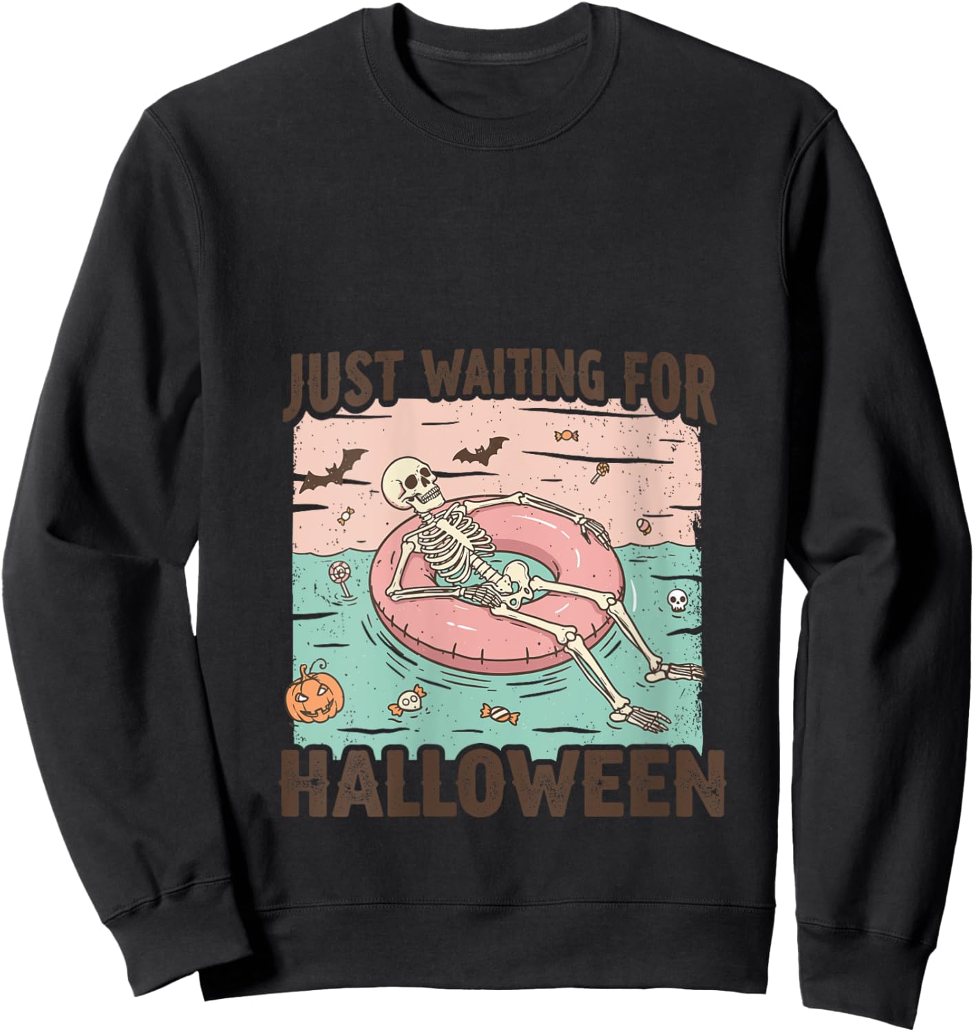 Spooky Summer Skeleton Just Waiting For Halloween V-Neck Sweatshirt - Sweatshirt | Black