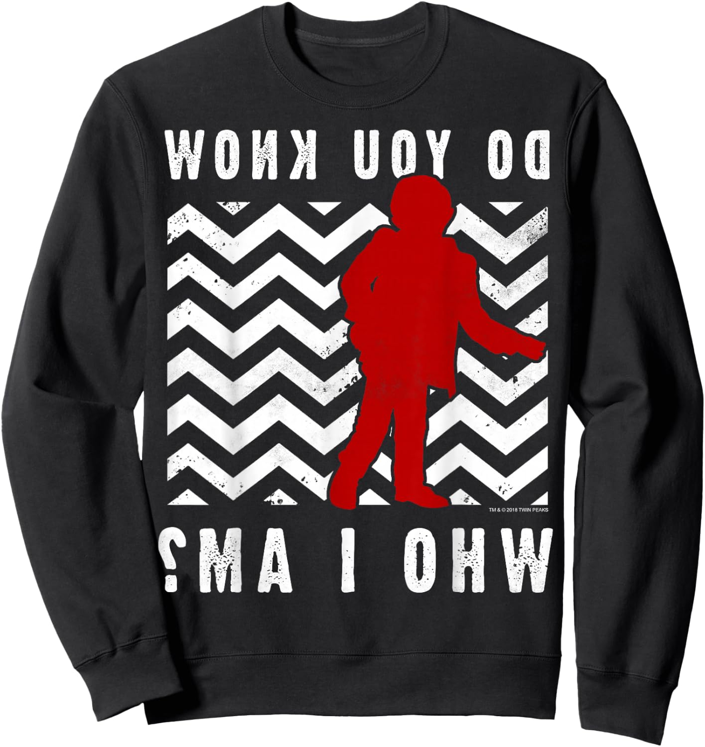 Twin Peaks Do You Know Who I Am Vintage Mystery Logo Sweatshirt - Sweatshirt | Black