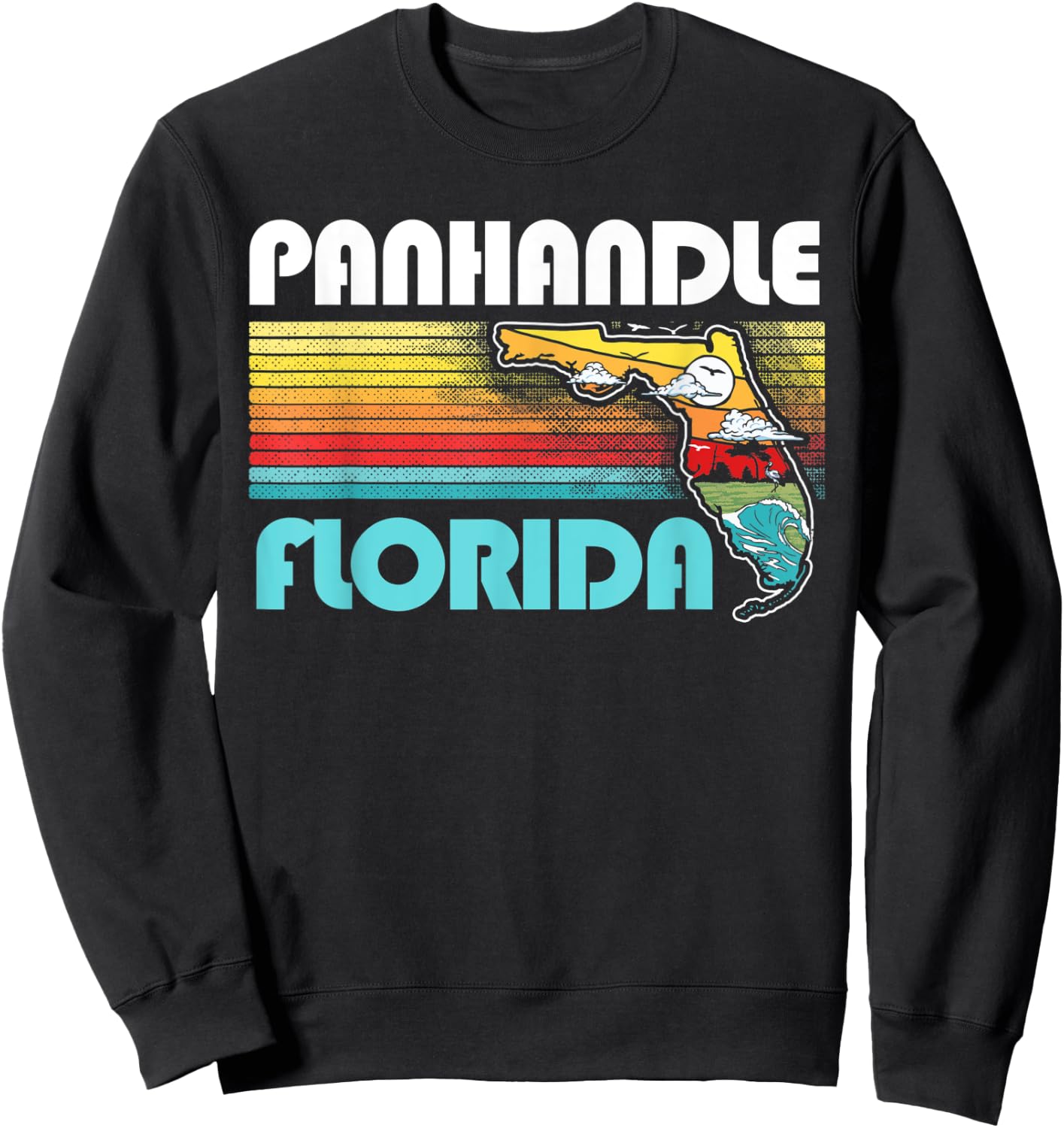 Panhandle Vintage Florida Nature & Outdoors Retro Graphic Sweatshirt - Sweatshirt | Black