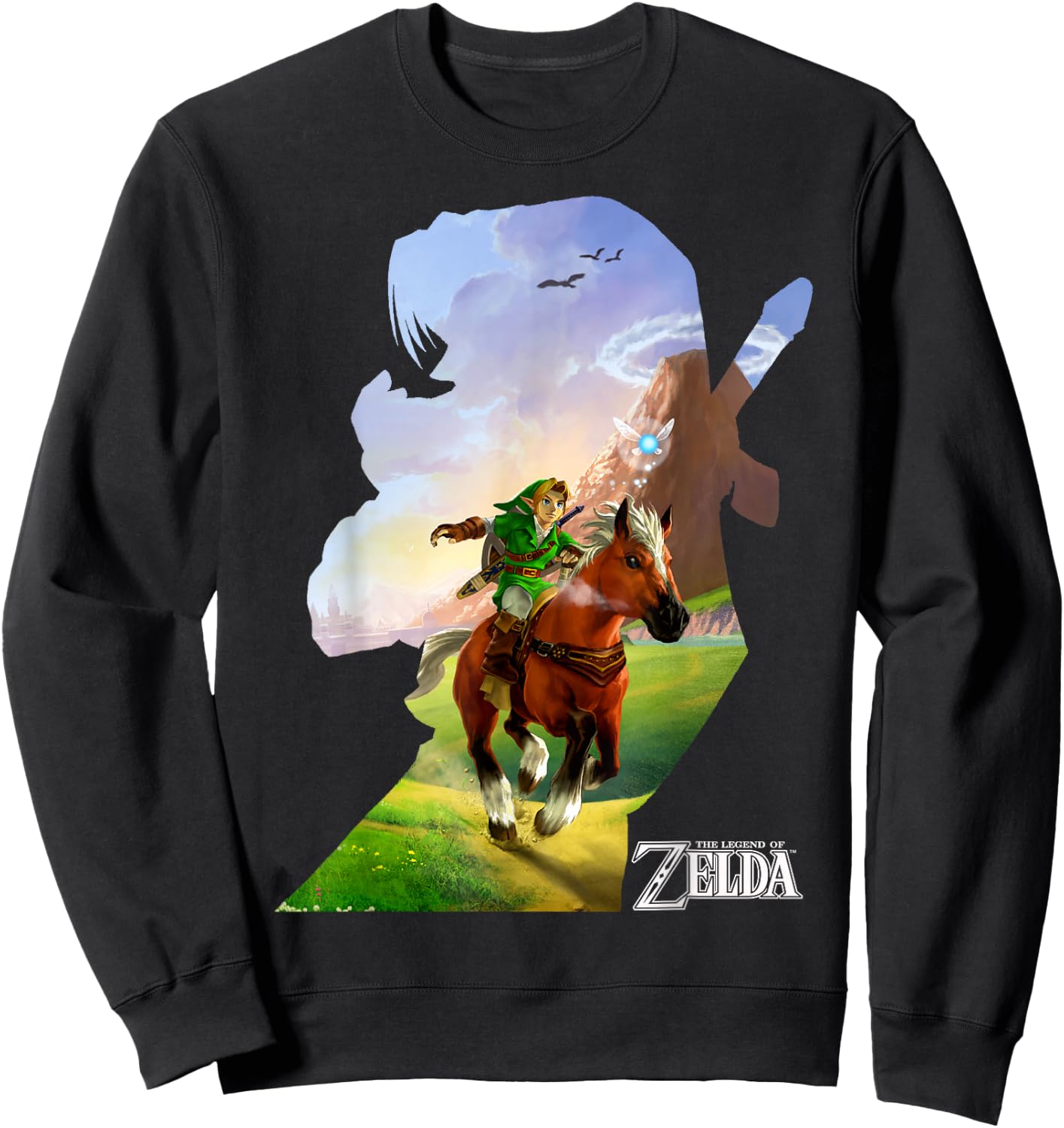 Nintendo Zelda Link Epona Ride Silhouette Small Sweatshirt - Sweatshirt | Black