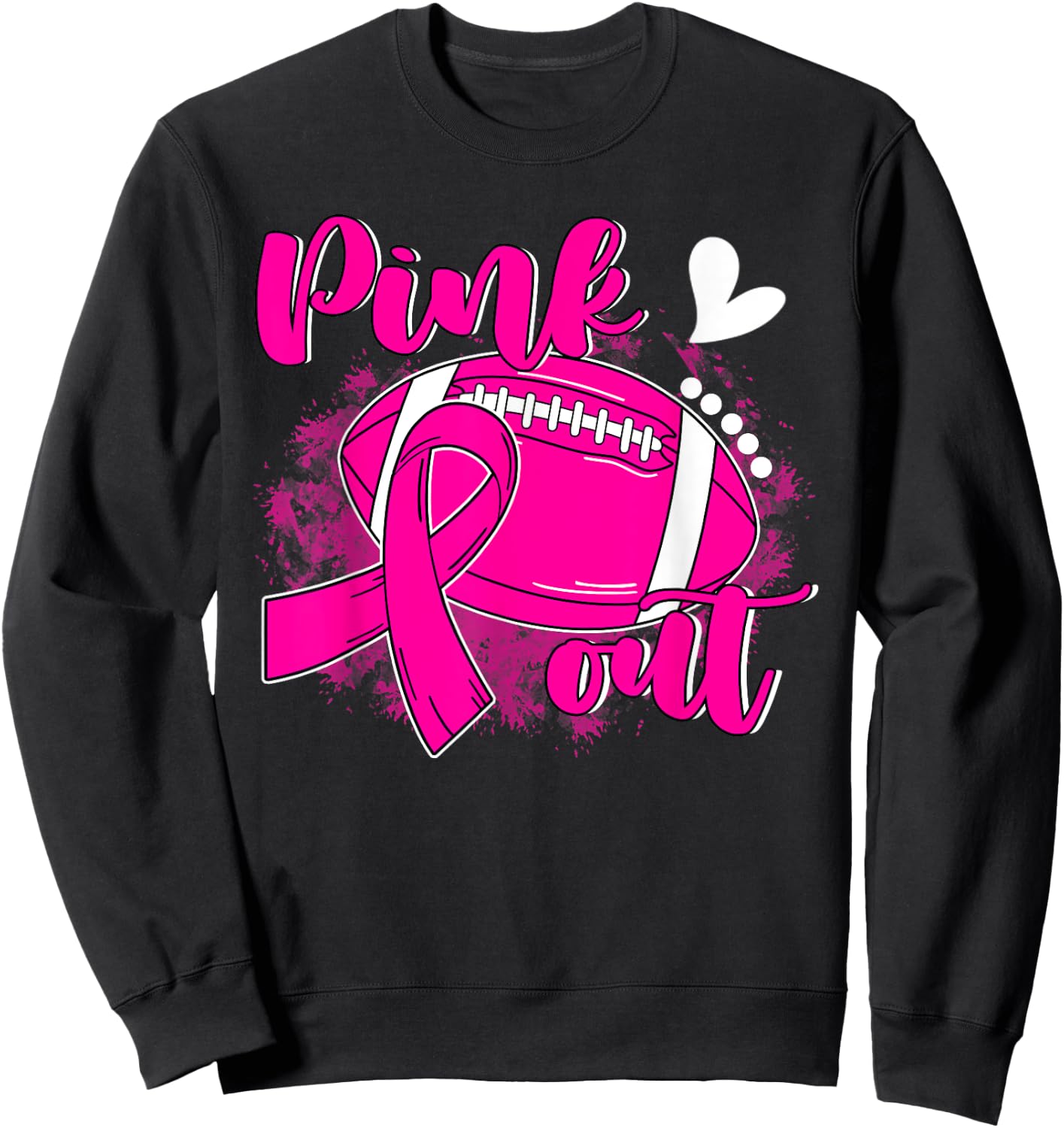 Pink Out Breast Cancer Awareness Football Pink Ribbon Women Sweatshirt - Sweatshirt | Black