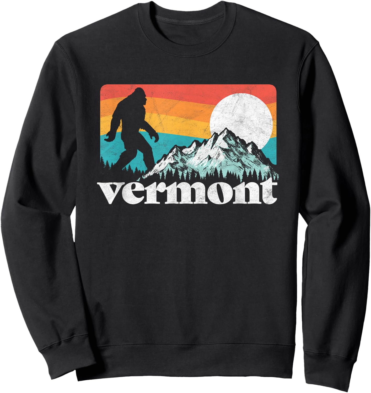 Vermont Pride Bigfoot Mountains Retro Nature Graphic Sweatshirt - Sweatshirt | Black