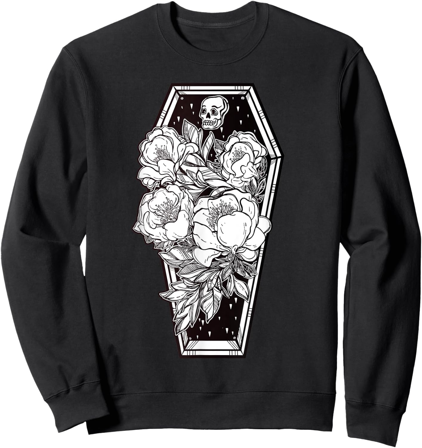 Floral Spooky Halloween - Grave and Roses Occult Sweatshirt - Sweatshirt | Black
