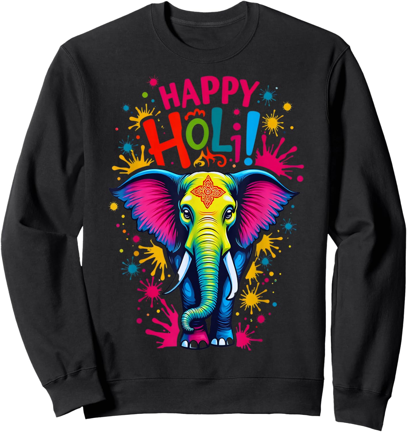 Happy Holi Festival India Color Elephant Hindu For Kids Sweatshirt - Sweatshirt | Black