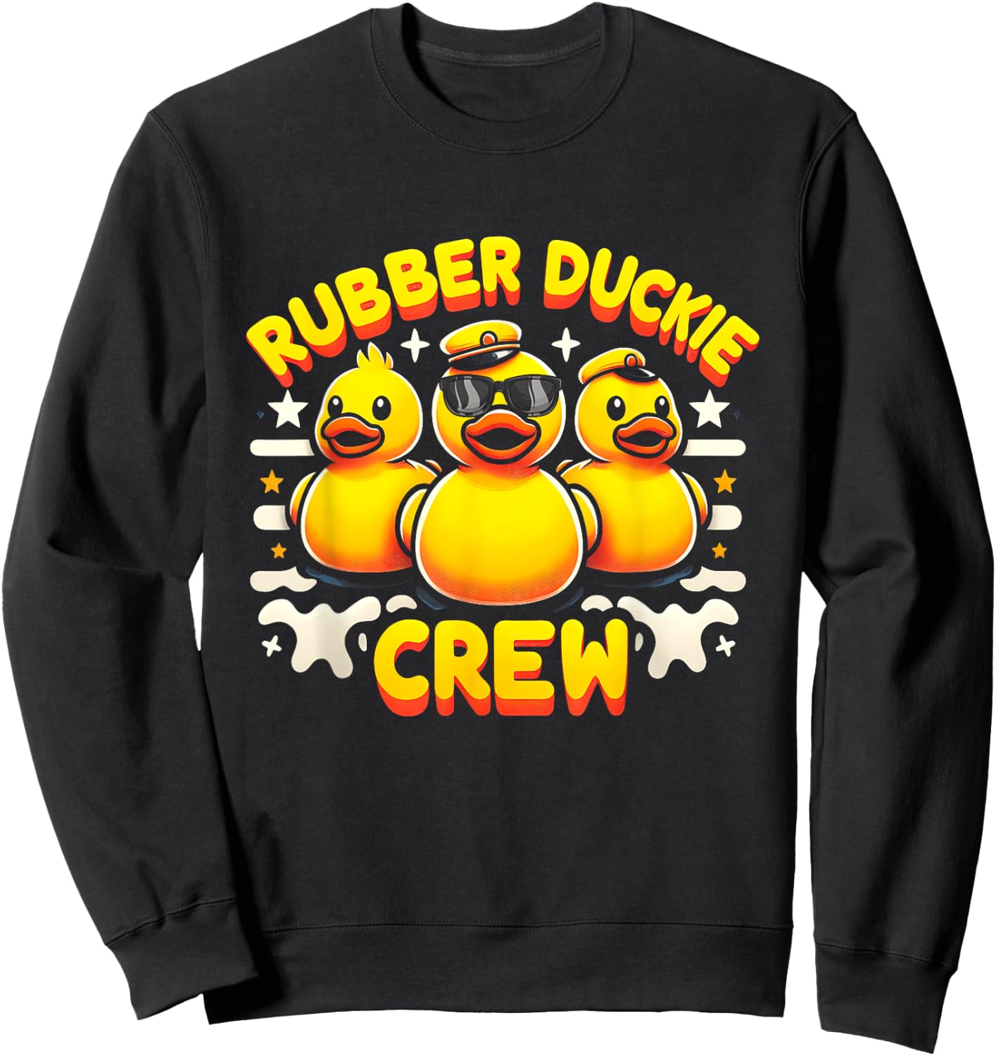 Retro Yellow Rubber Duck in 70s 80s Captain Duck Cruise Sweatshirt - Sweatshirt | Black