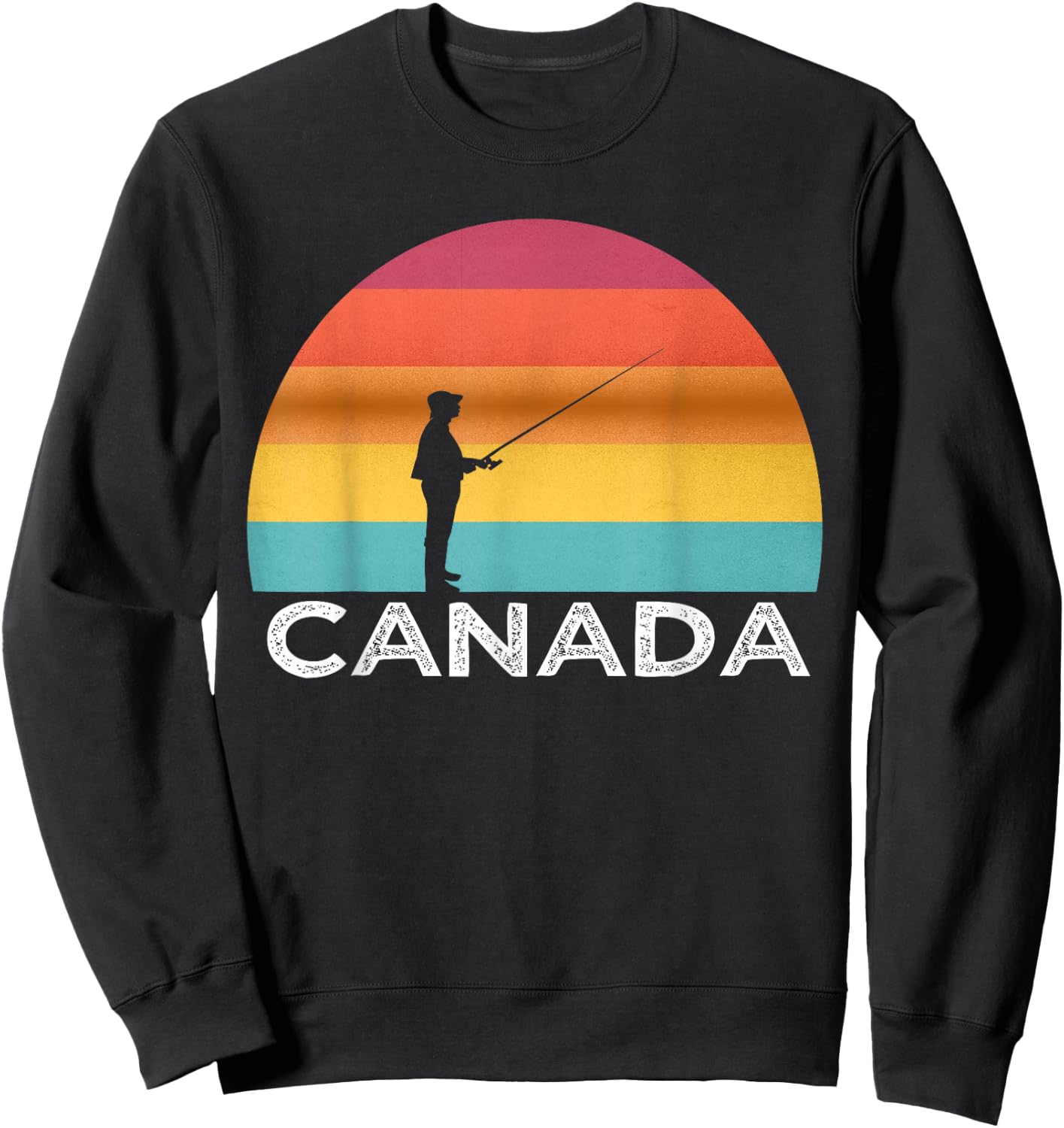Sunset Canada Fishing T Shirt Canadian Fisherman Trip Sweatshirt - Sweatshirt | Black