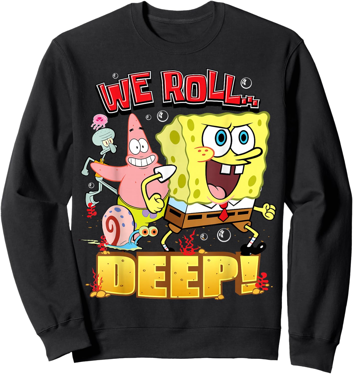 Spongebob Squarepants We Roll Deep! Sweatshirt - Sweatshirt | Black
