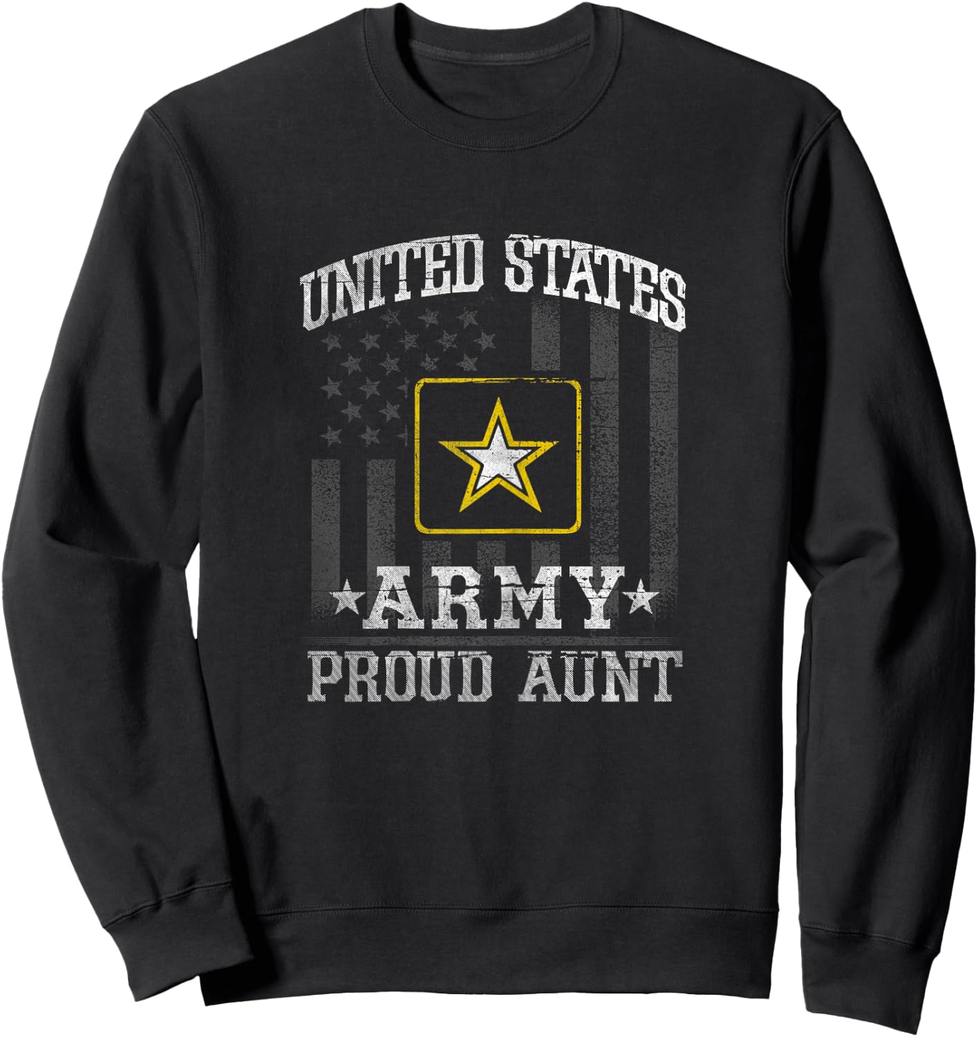 U.S. Army Gift Vintage Modern US Army Proud Aunt , Black, X-Small, Women, Short Sleeve, , Birthday Theme Women's Sweatshirt - Sweatshirt | Black