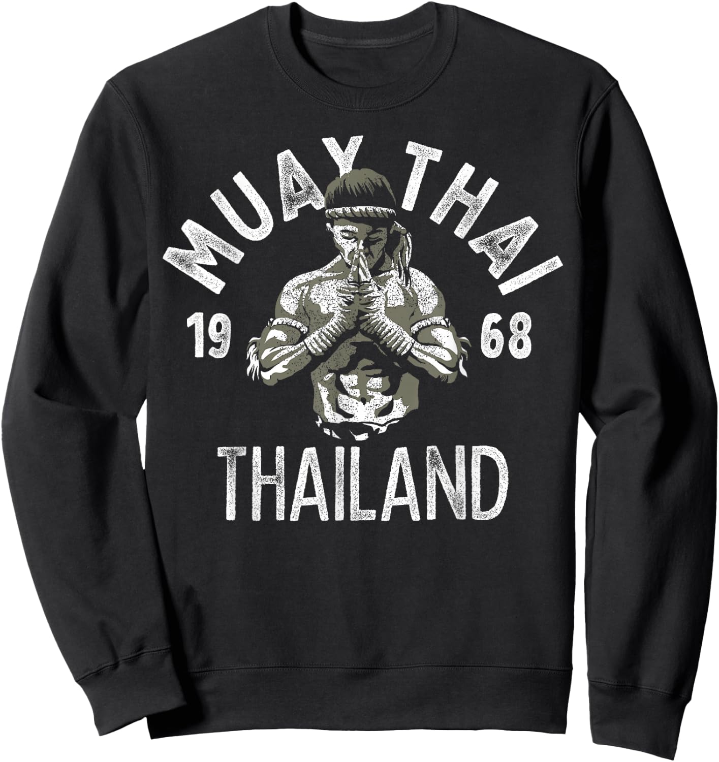 Muay Thai Thailand Vintage Tiger Fighter Training Gift Sweatshirt - Sweatshirt | Black