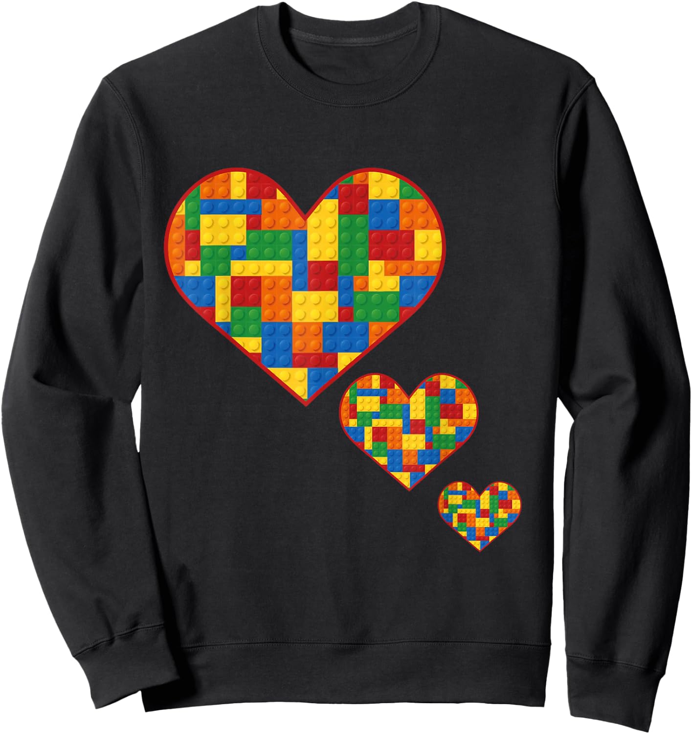 Master Builder Block Brick Building Heart Valentines Day Sweatshirt - Sweatshirt | Black