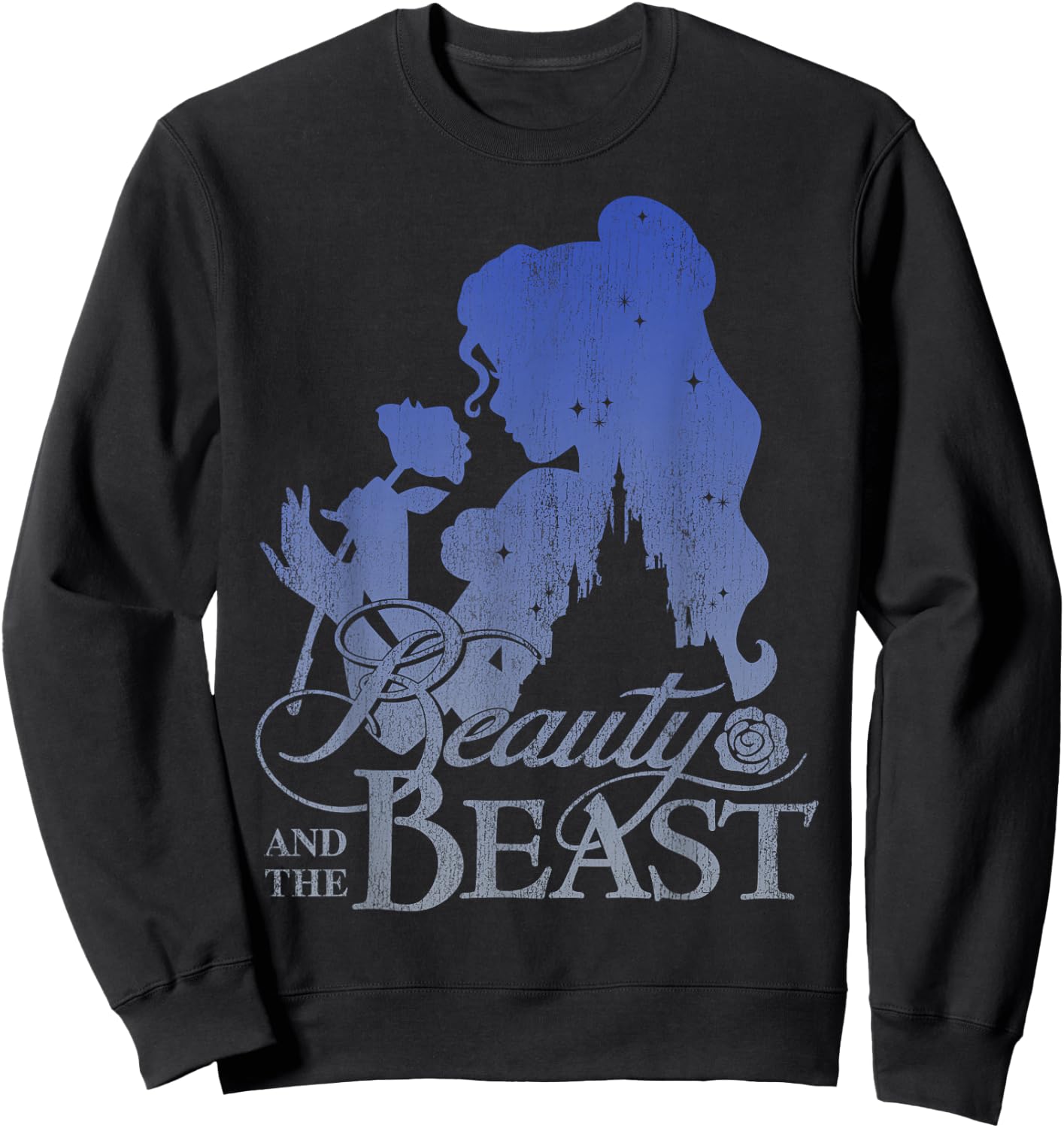 Disney Beauty & The Beast Belle Smell A Rose Profile Sweatshirt - Sweatshirt | Black