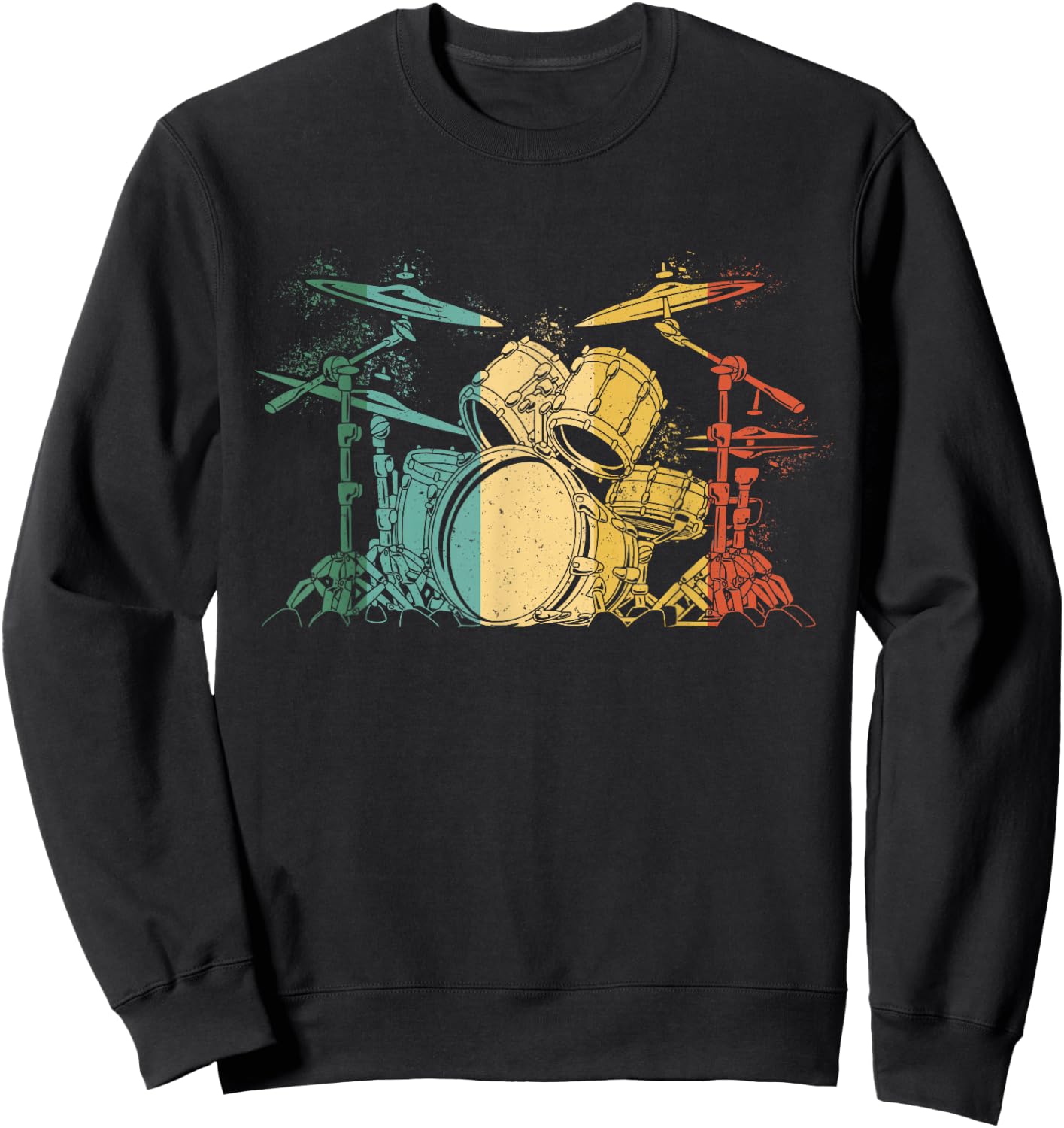 Drummer Retro Vintage Drum Set Drummers Men Drumming Sweatshirt - Sweatshirt | Black