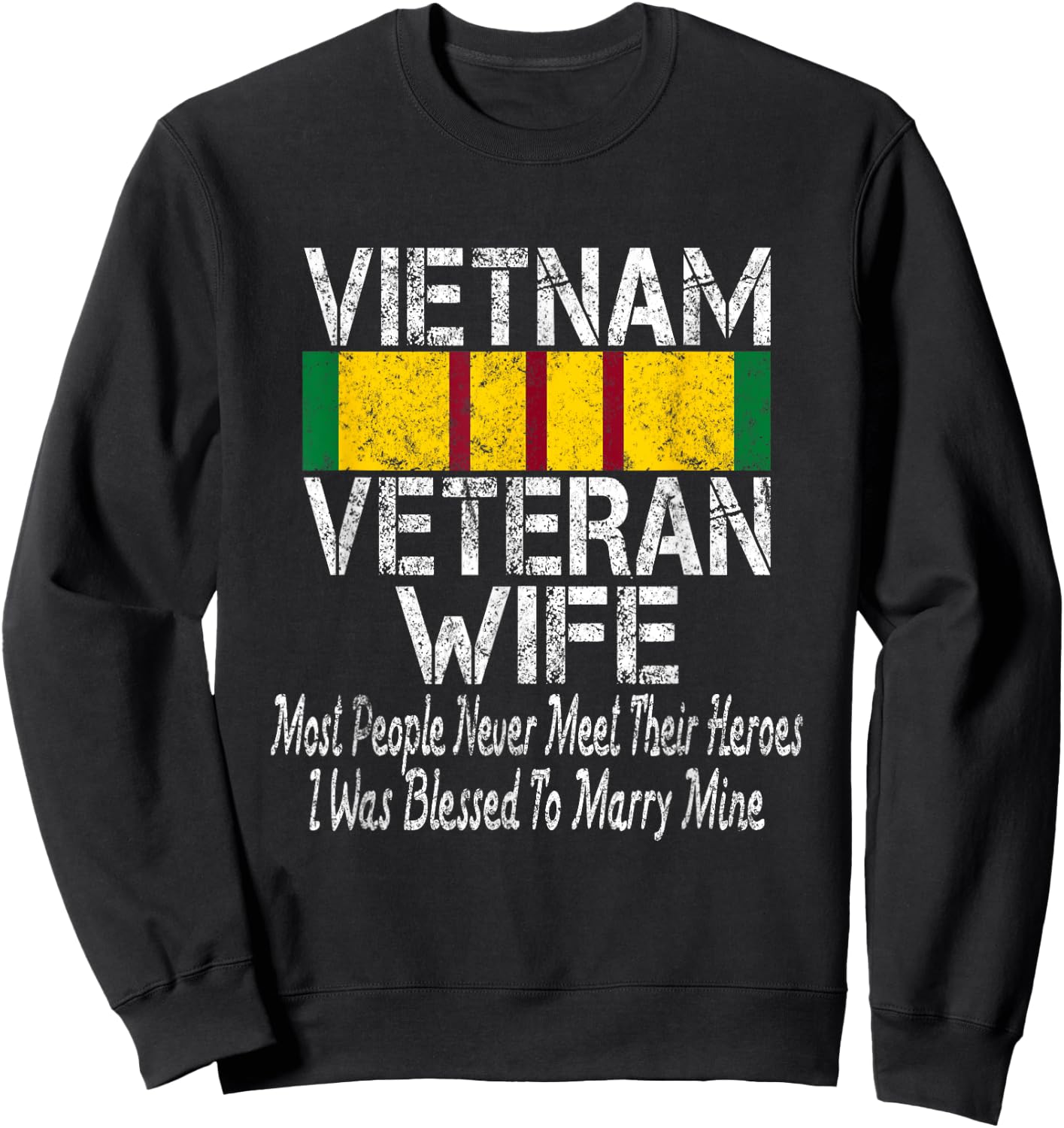 Retro Vietnam Veteran Wife Gift Sweatshirt - Sweatshirt | Black