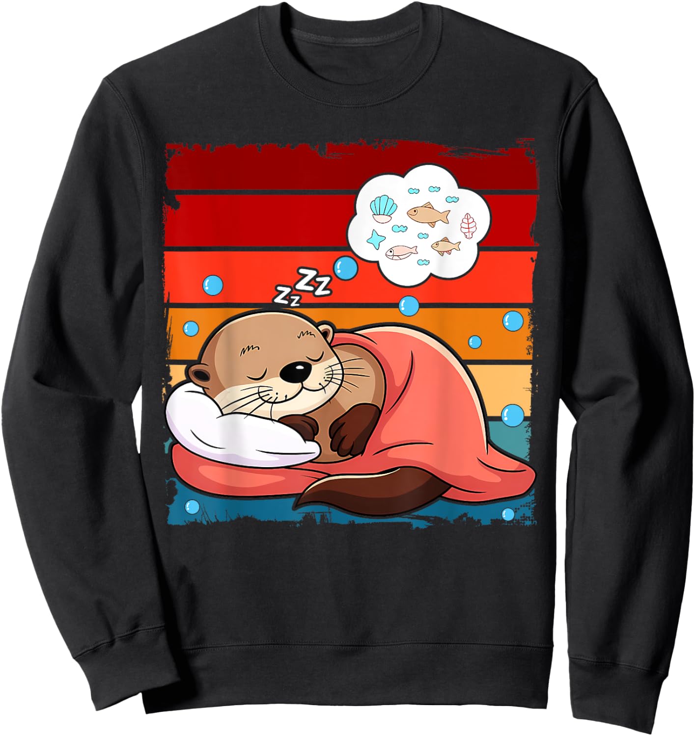 Otter Sleeping Animal Pajamas Nap PJs Outfit Sea Otter Sweatshirt - Sweatshirt | Black