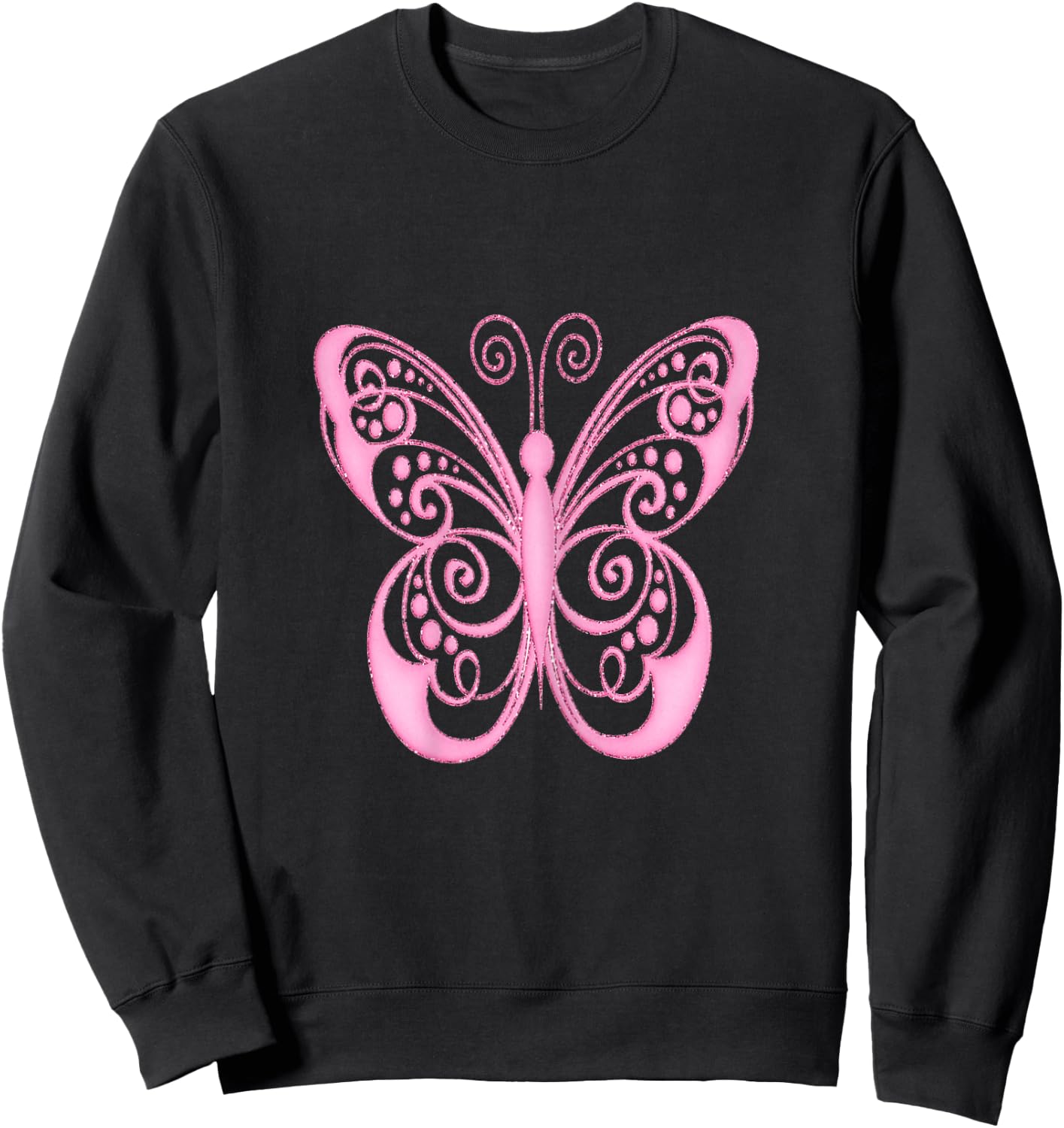 Pretty Pink Butterfly Sweatshirt - Sweatshirt | Black