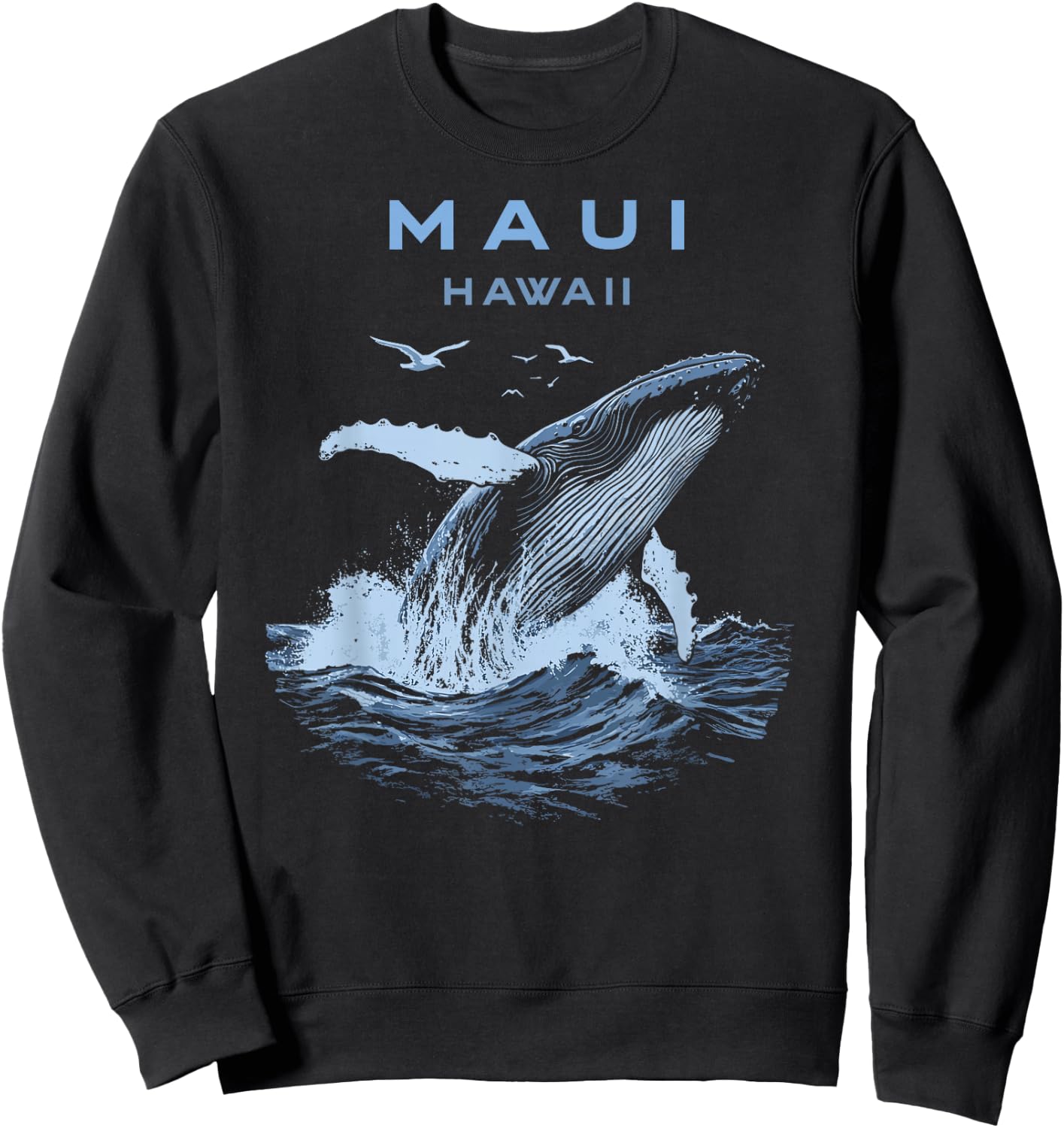 Maui Hawaii Humpback Whale Sweatshirt - Sweatshirt | Black