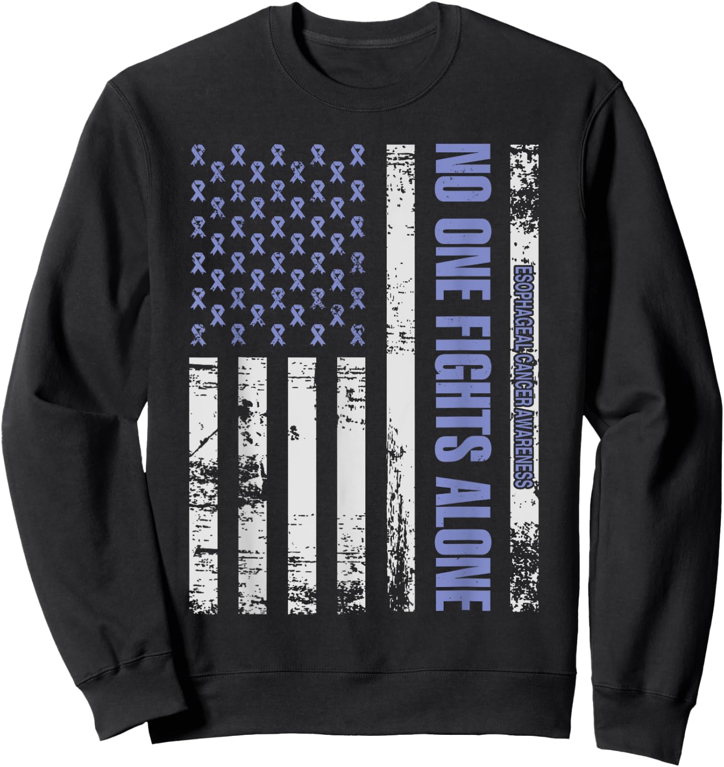 No one Fights alone Esophageal Cancer awareness Shirt Sweatshirt - Sweatshirt | Black