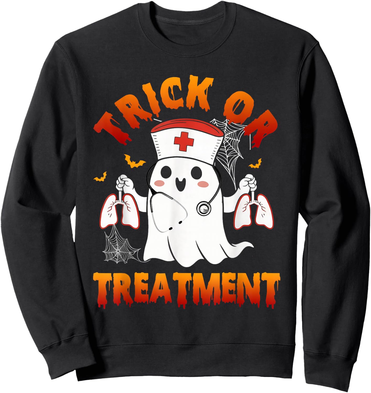 Trick Or Treatment Boo Respiratory Therapist Ghost Halloween Sweatshirt - Sweatshirt | Black