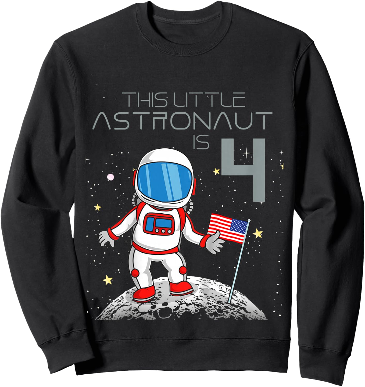 Kids 4th Birthday Astronaut Shirt Boys Gift 4 Year Old Space Geek Sweatshirt - Sweatshirt | Black
