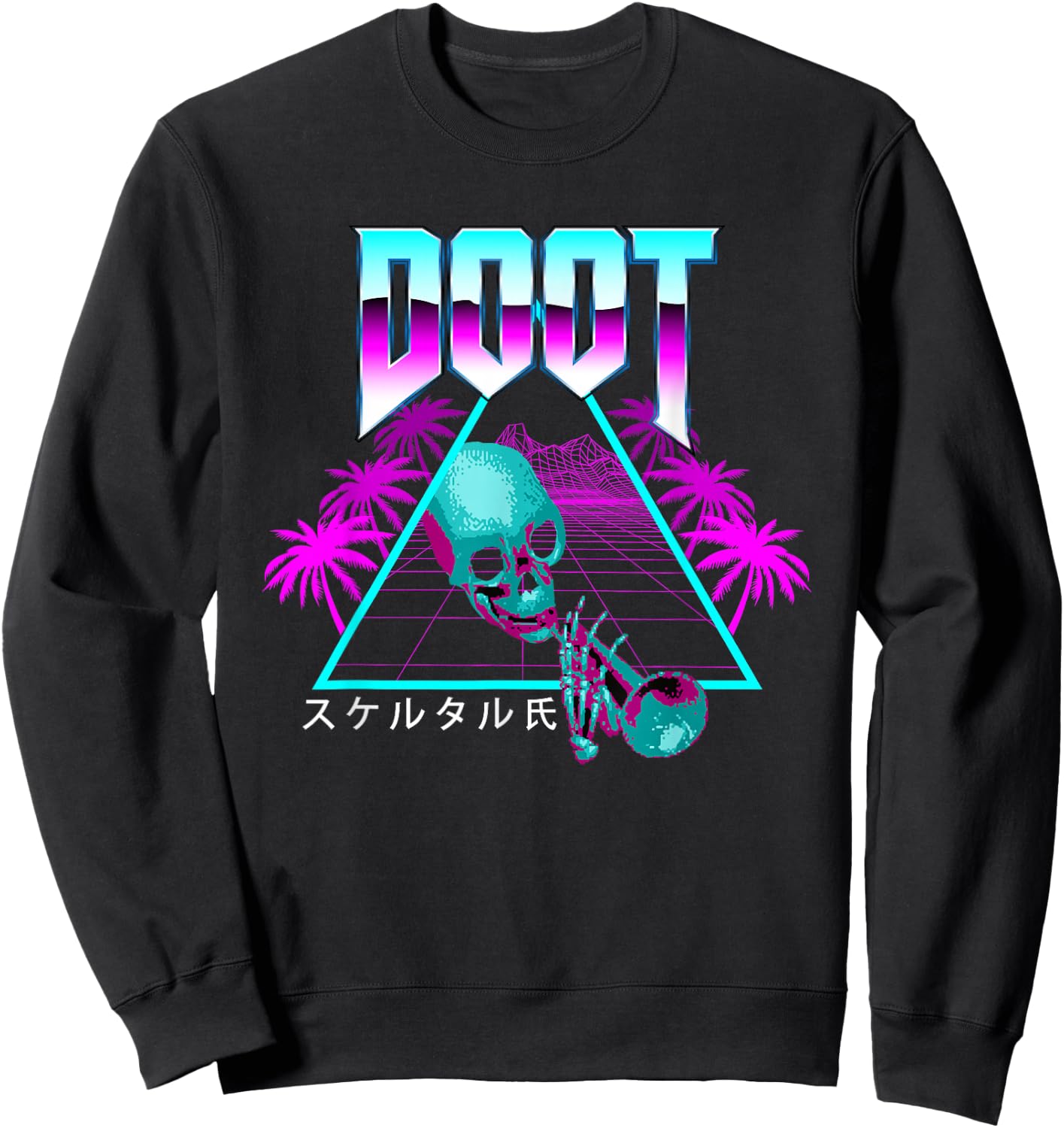 Doot Doot Mr Skeltal Synthwave Retro Streetwear Sweatshirt - Sweatshirt | Black