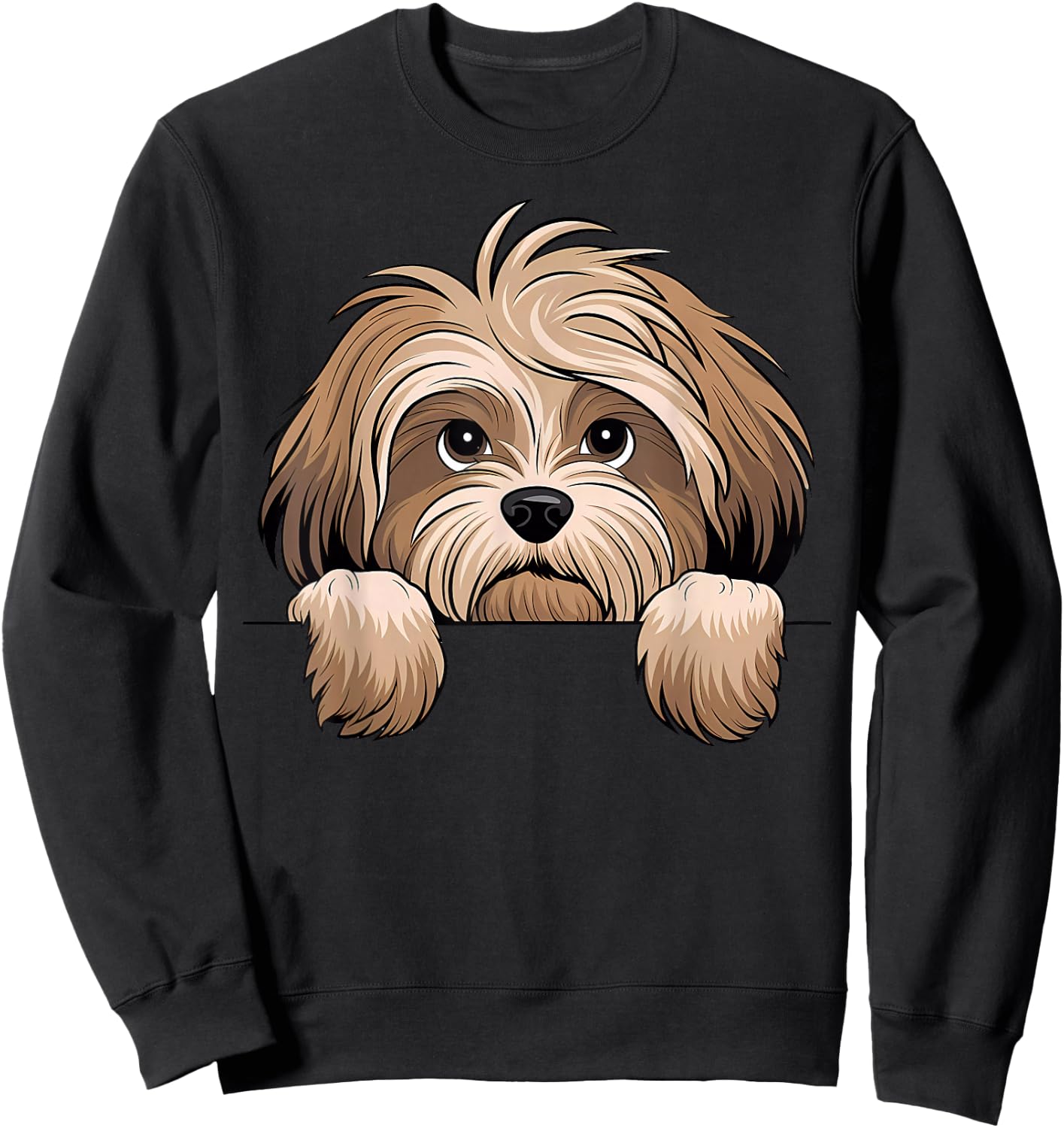 Cute Havanese Peeking Puppy Dog Lover Funny Sweatshirt - Sweatshirt | Black