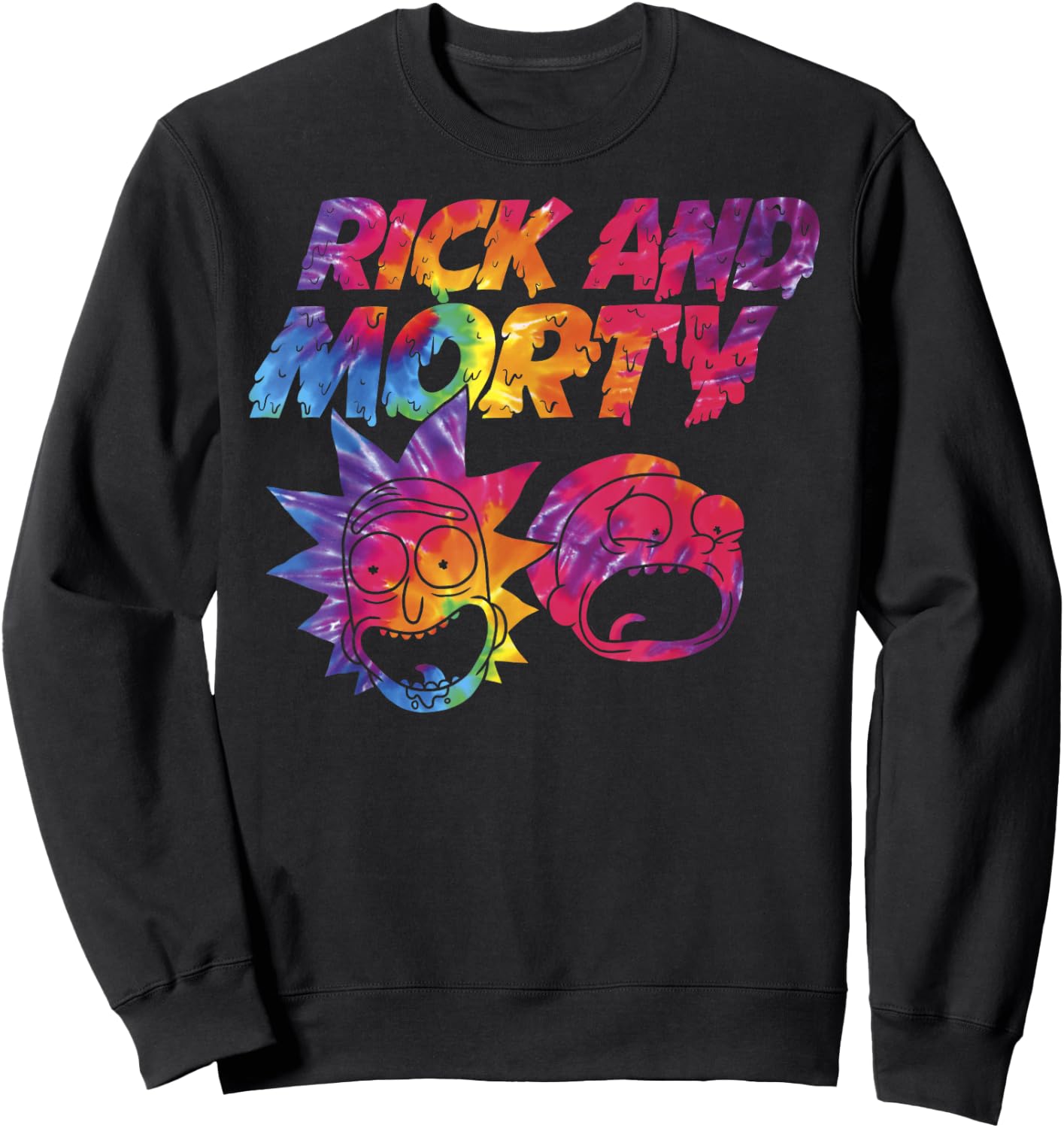 Mademark x Rick and Morty - Rick And Morty Tie Dye Drip Graphic Sweatshirt - Sweatshirt | Black