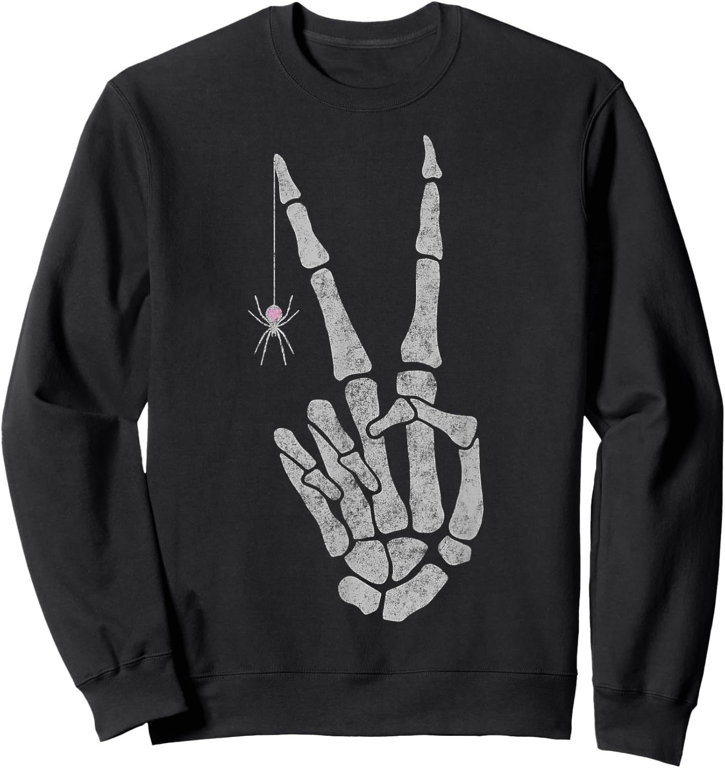 Skeleton Hands Peace Sign Sweatshirt - Sweatshirt | Black
