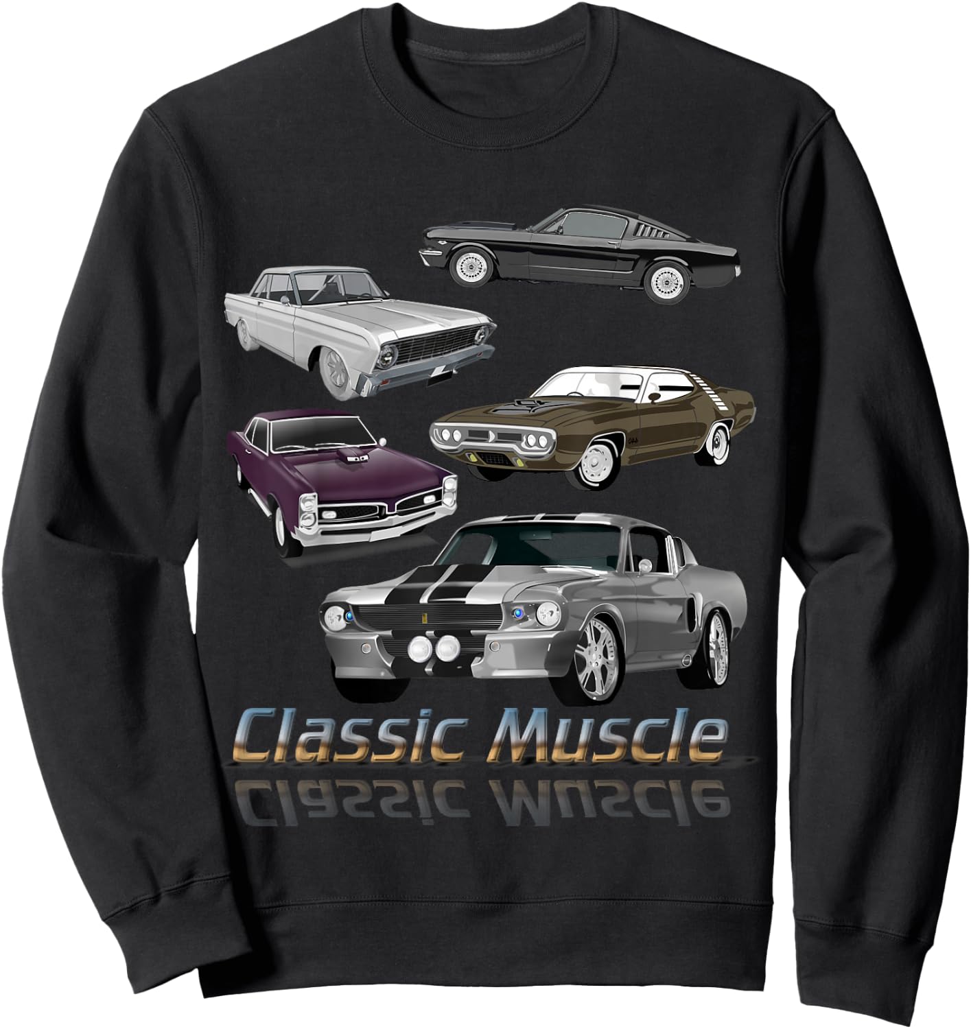 Classic American Muscle Cars Novelty Small Sweatshirt - Sweatshirt | Black
