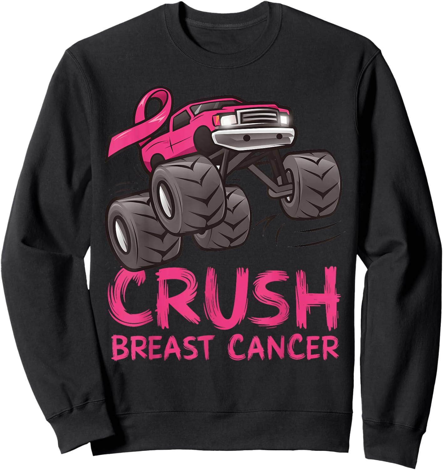 Crush Breast Cancer Pink Ribbon Awareness For Kids Sweatshirt - Sweatshirt | Black