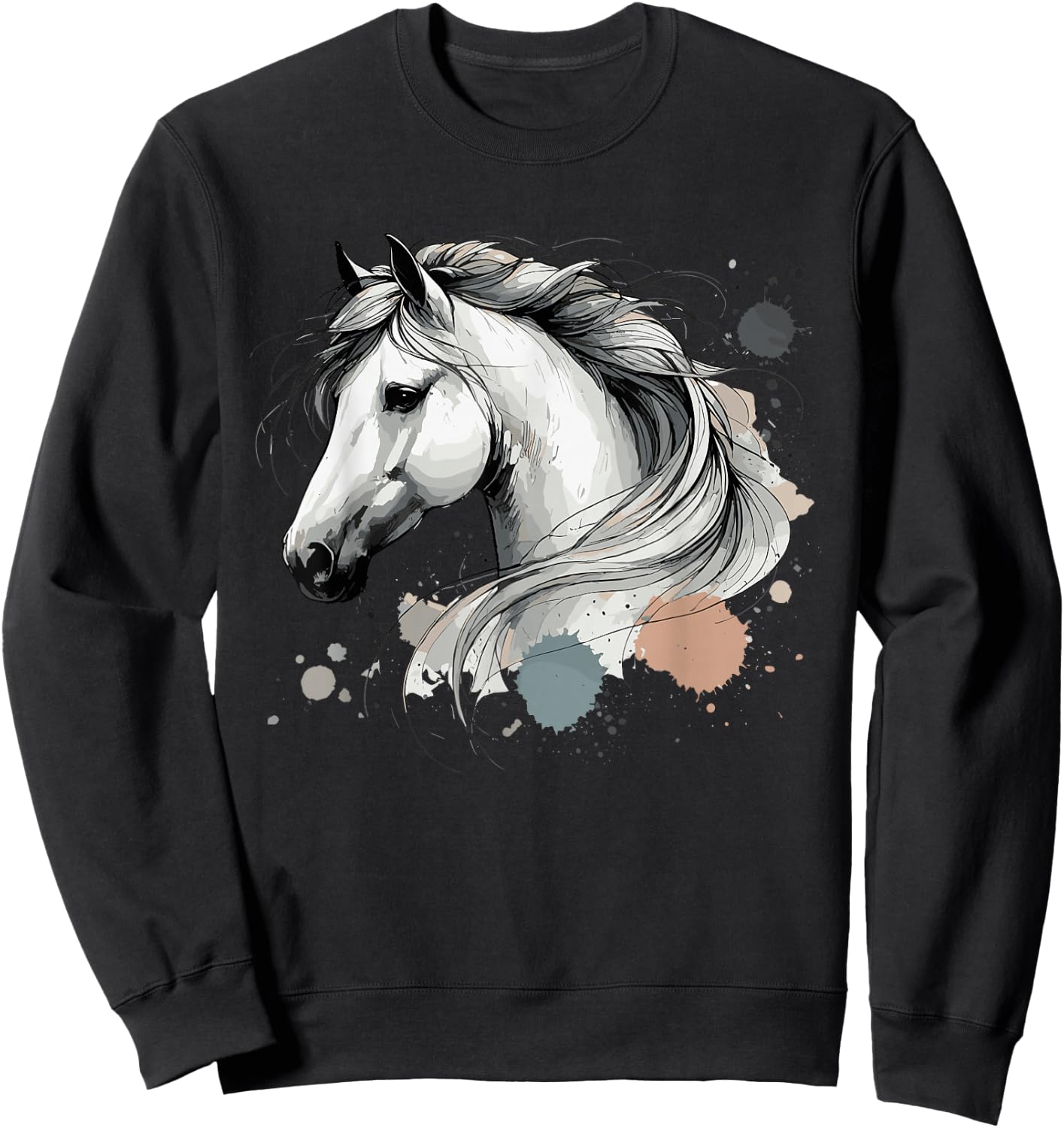 Horse Riding; Horse Portrait; Equestrian & Western Horseback Sweatshirt - Sweatshirt | Black